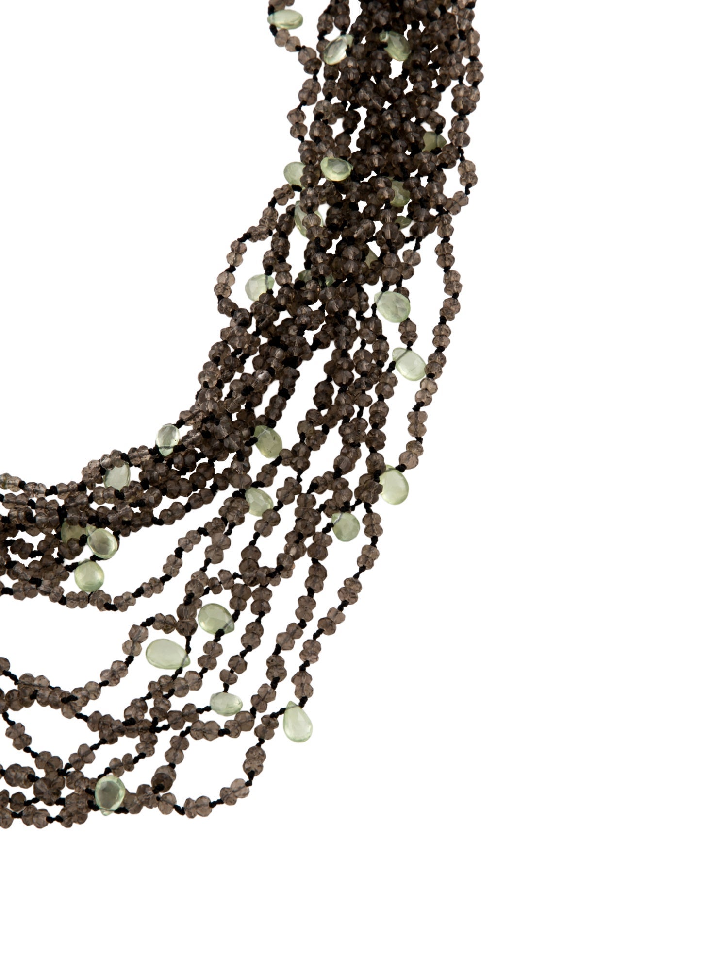 Necklace Eva Nueva 18K Smoky Quartz, Prehnite & Amber Multistrand