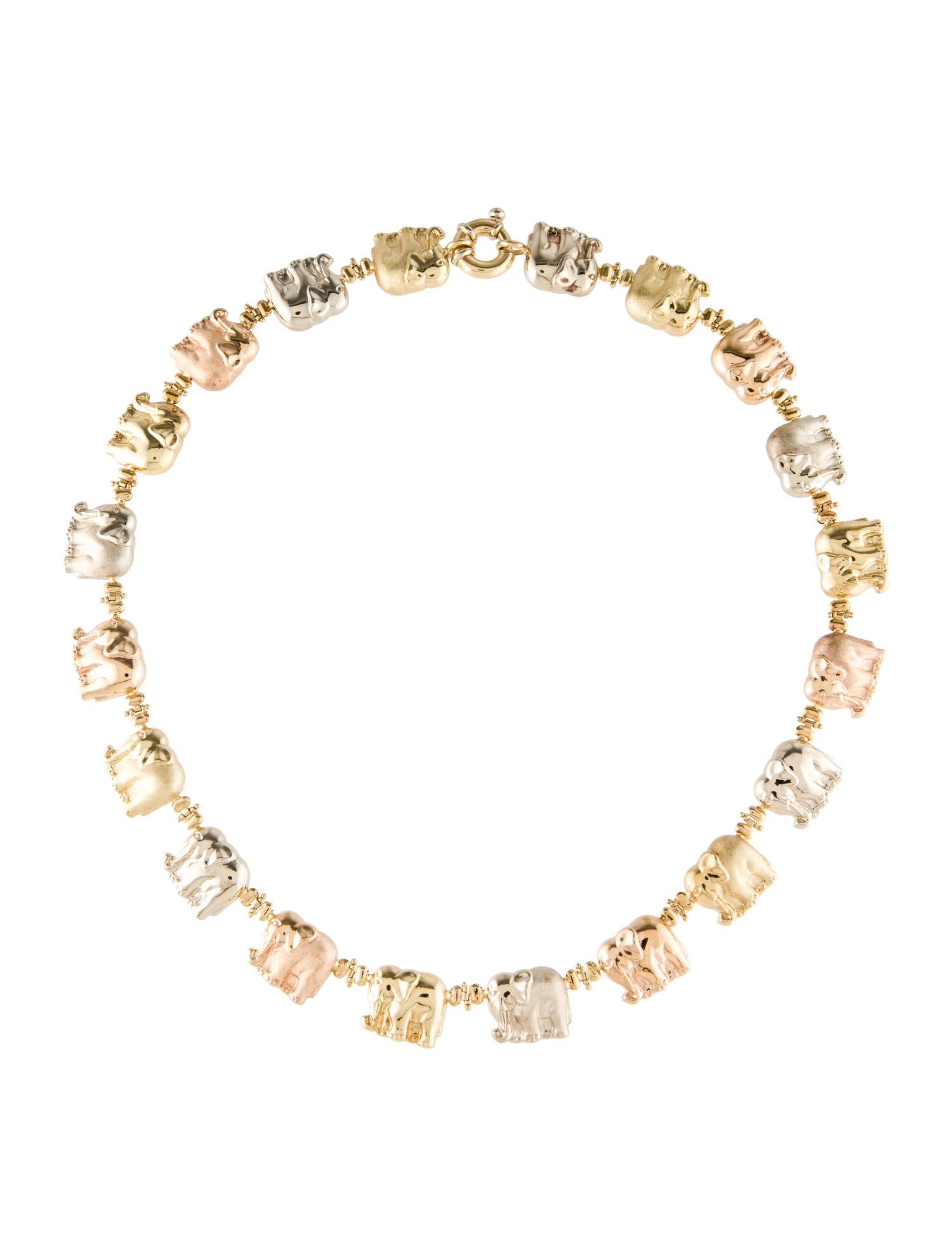 Necklace 18K Tri-Color Elephant Station