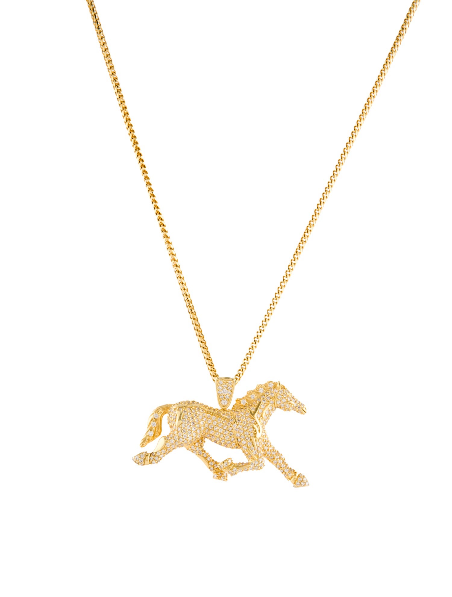 Necklace Jason of Beverly Hills 18K 1.09ctw Diamond Horse Pendant w/10K Chain