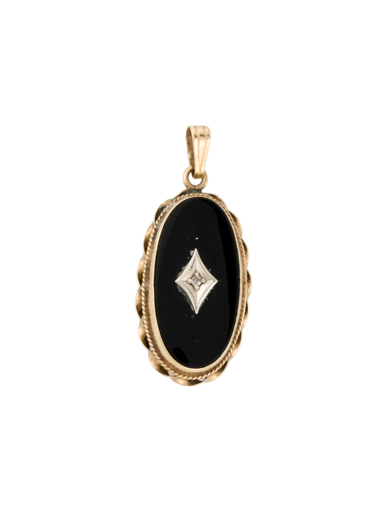 Necklace 14K Onyx & Diamond Pendant