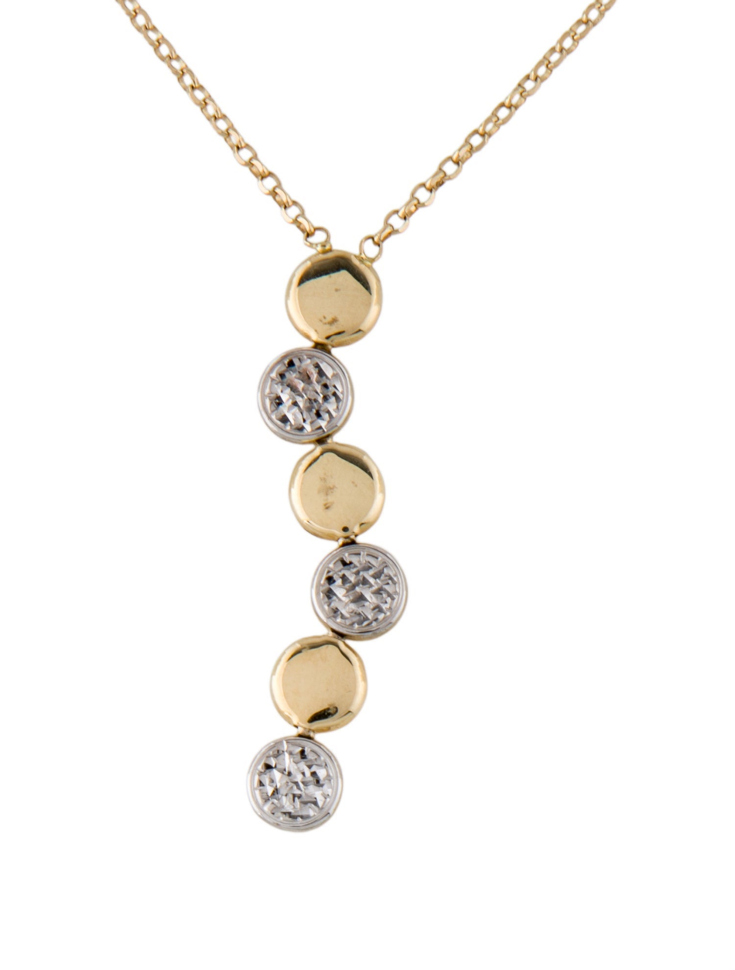 Necklace 14K Two-Tone Fancy Circle Drop Pendant