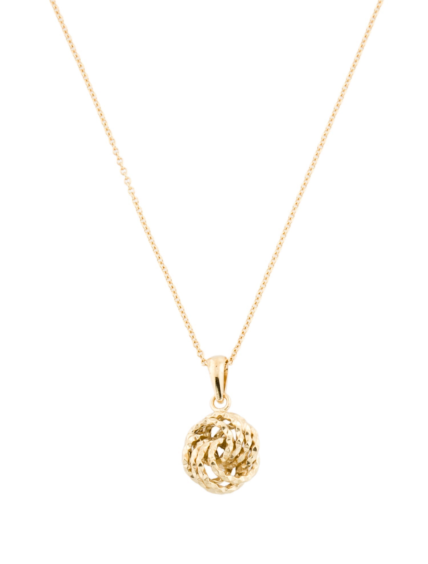 Necklace 14K Textured Knot Pendant