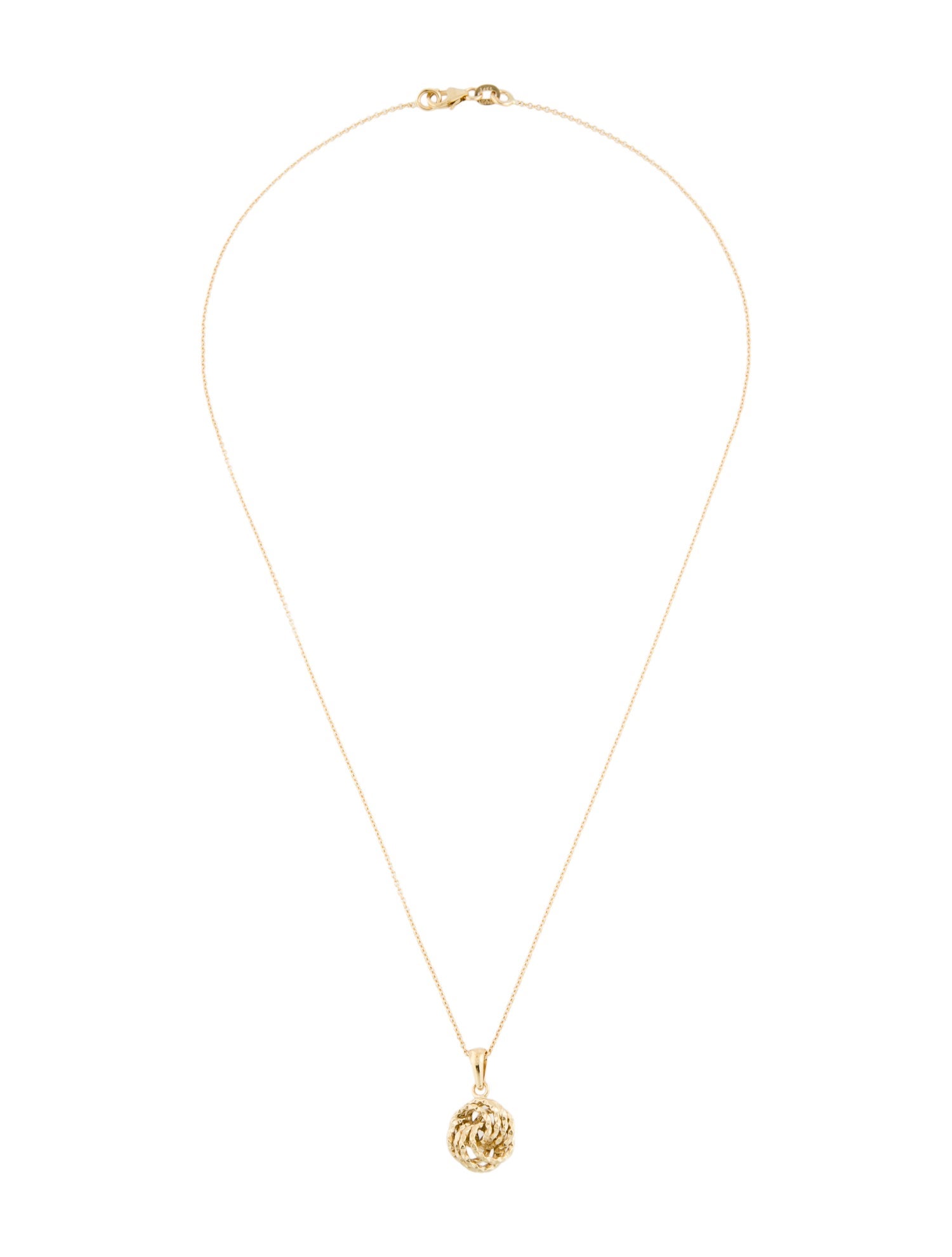 Necklace 14K Textured Knot Pendant