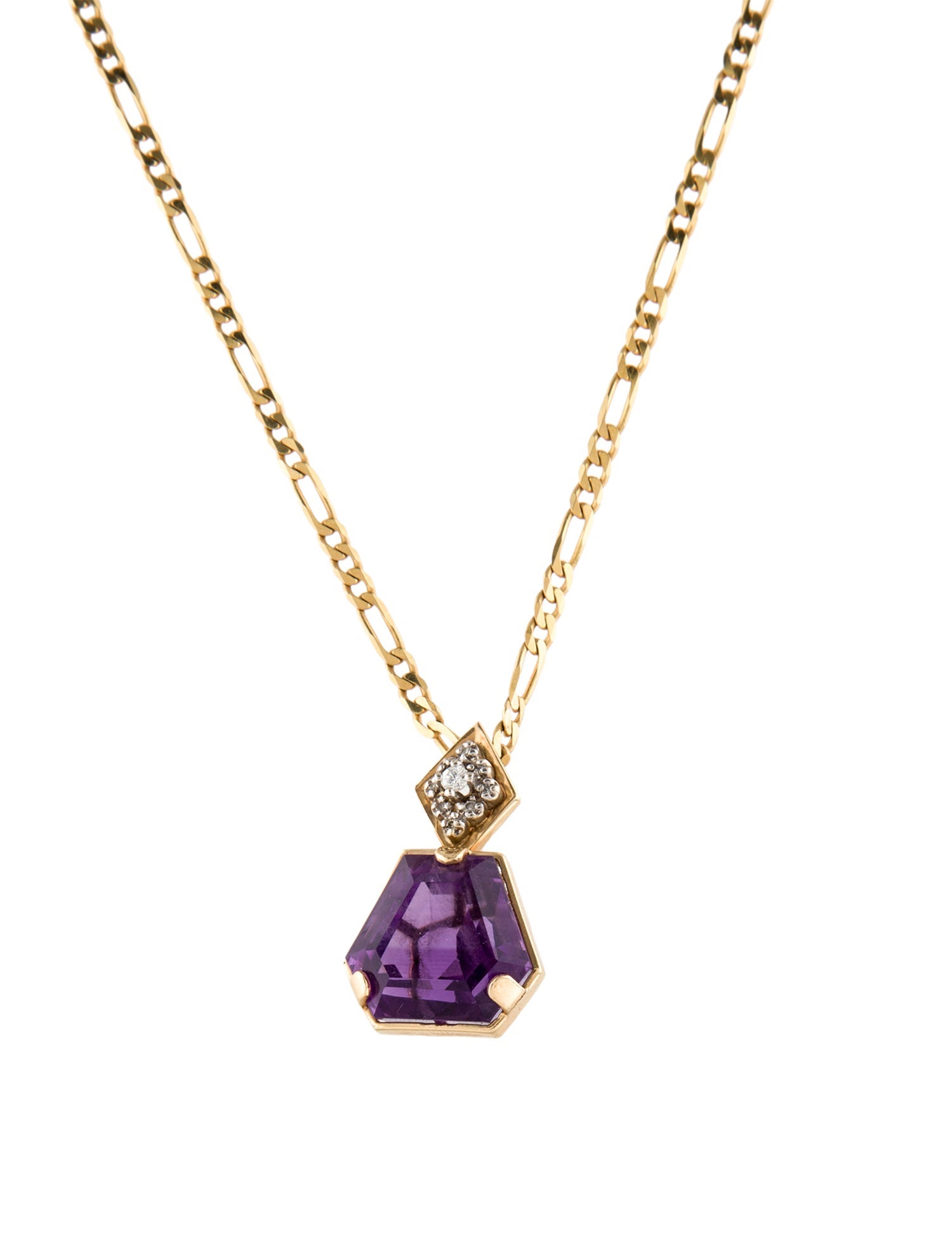 Necklace 14K Amethyst & Diamond Pendant