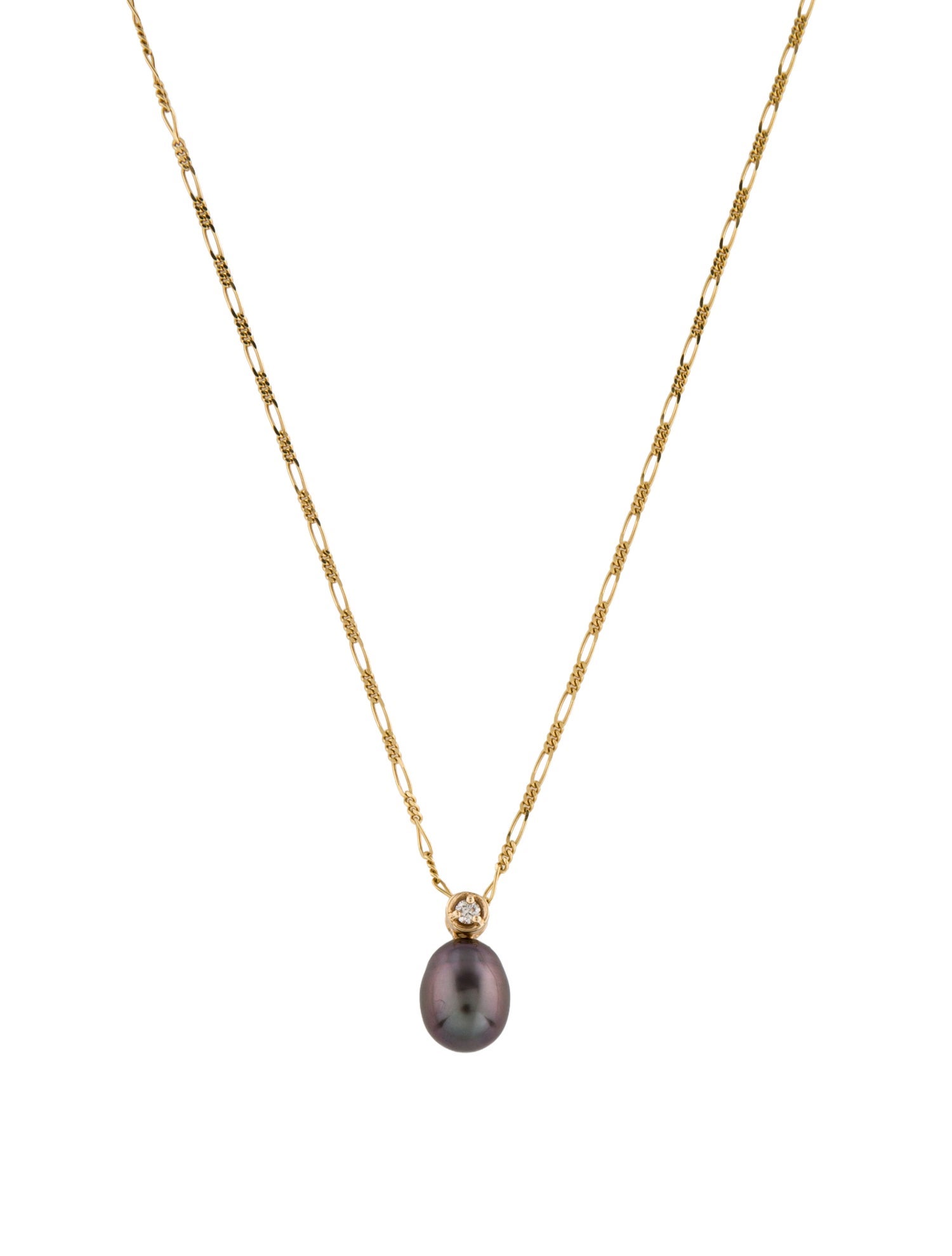 Necklace 14K Pearl & Diamond Pendant