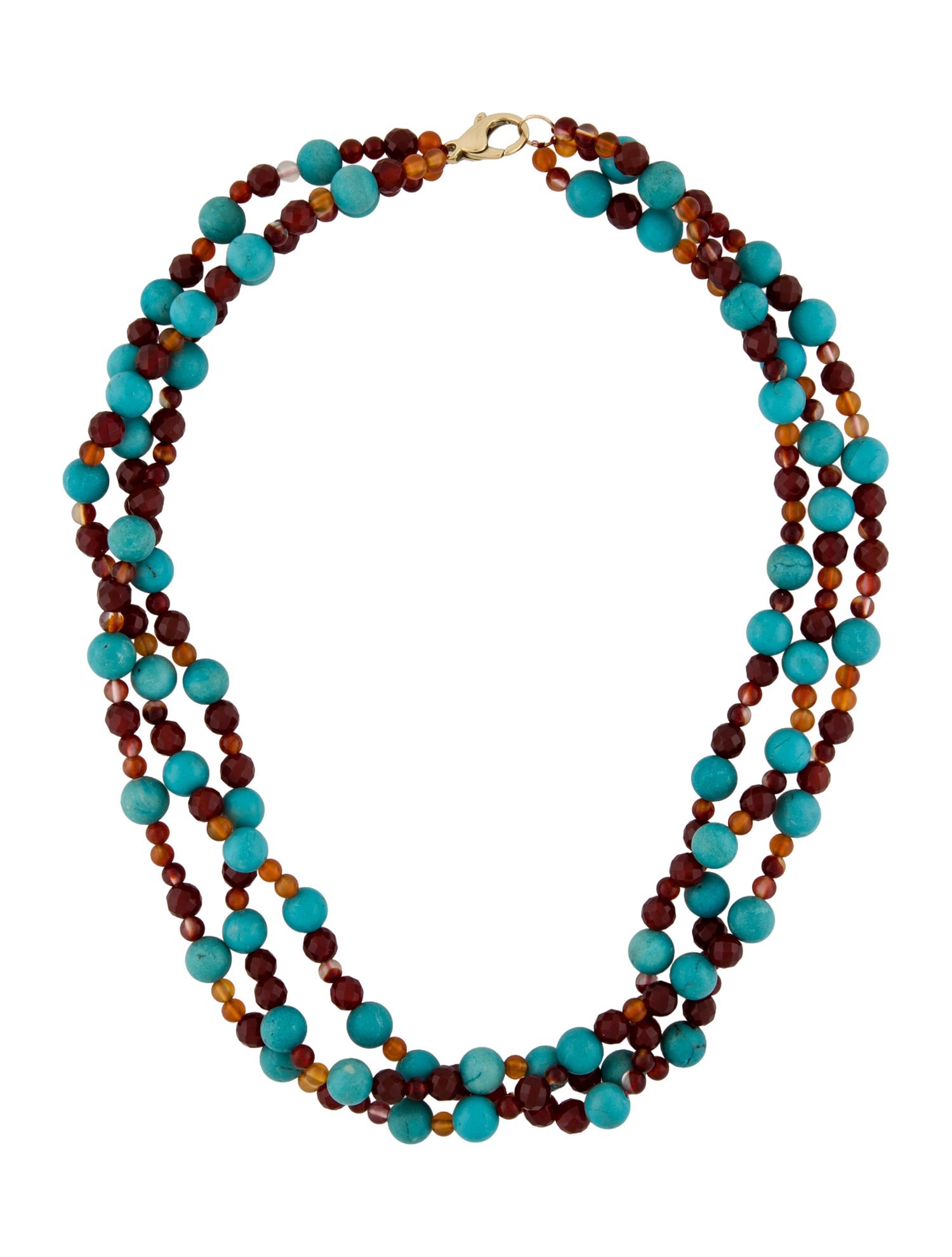 Necklace 14K Dyed Magnesite & Carnelian Bead Multistrand