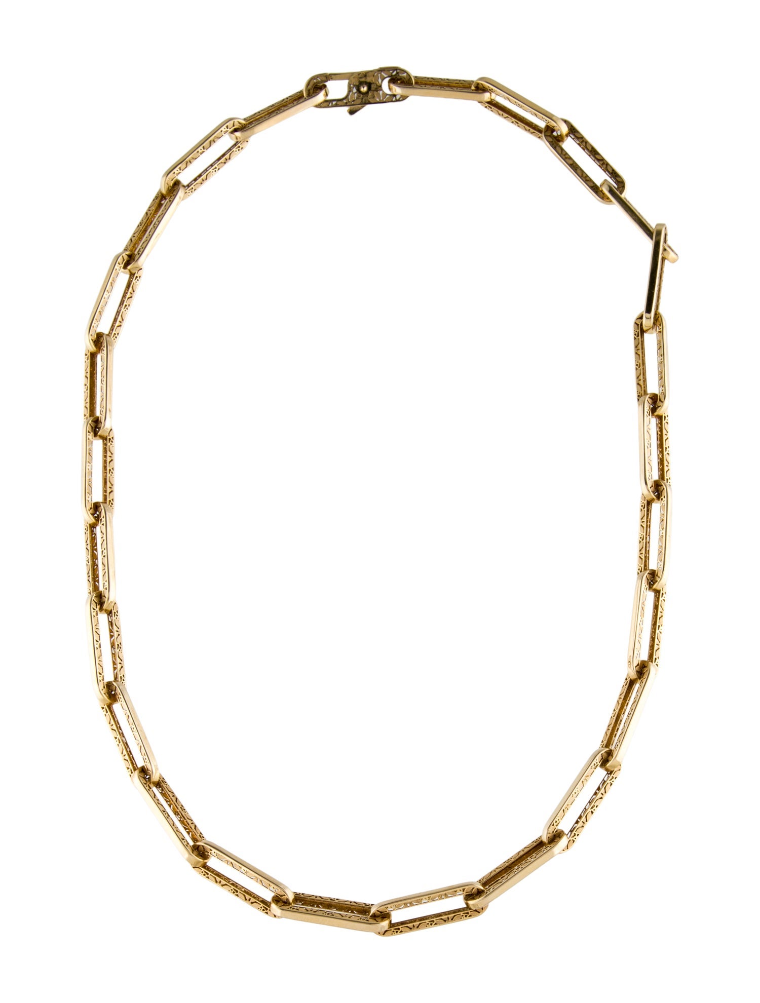 Necklace 14K Hollow Paperclip Link Chain