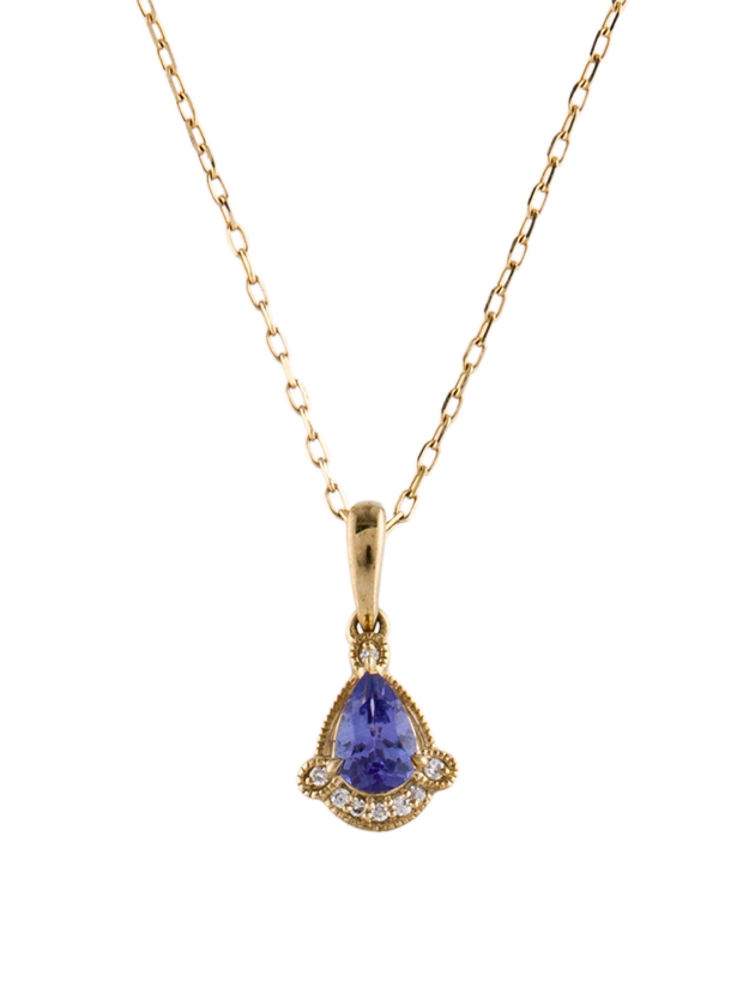 Necklace 10K Tanzanite & Diamond Pendant