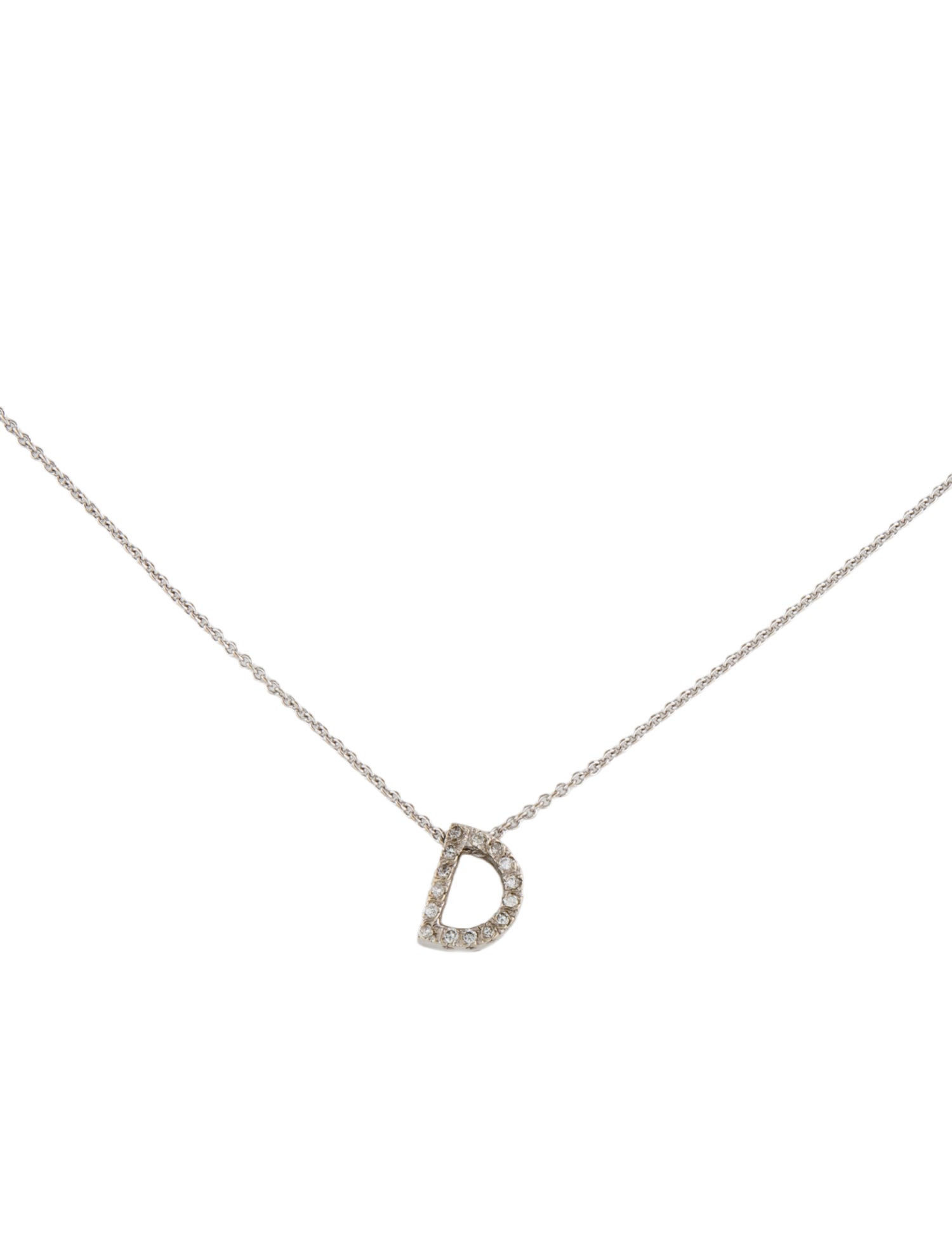 Necklace 14K Diamond Letter "D" Initial Pendant Necklace
