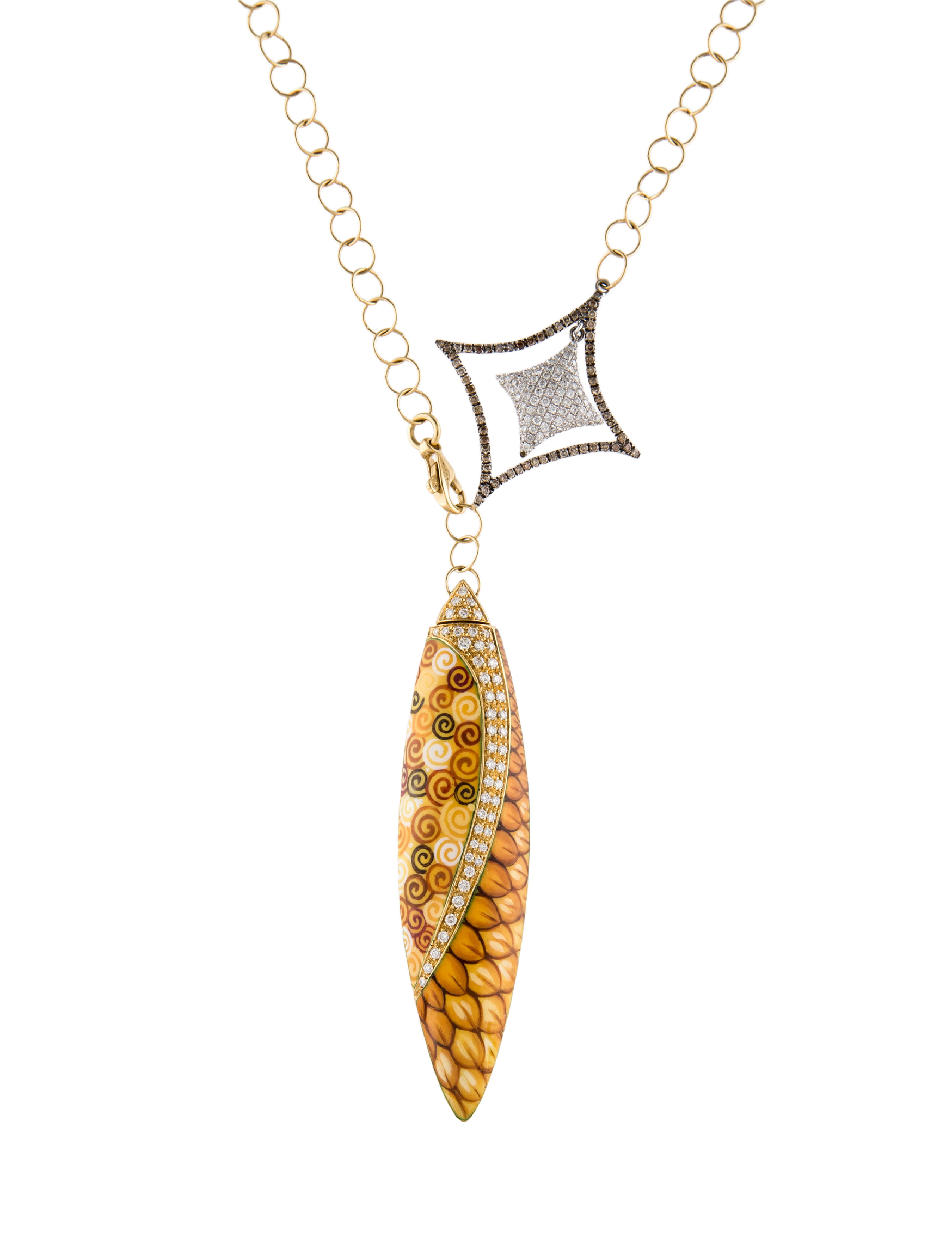 Necklace 18K Diamond & Enamel Pendant