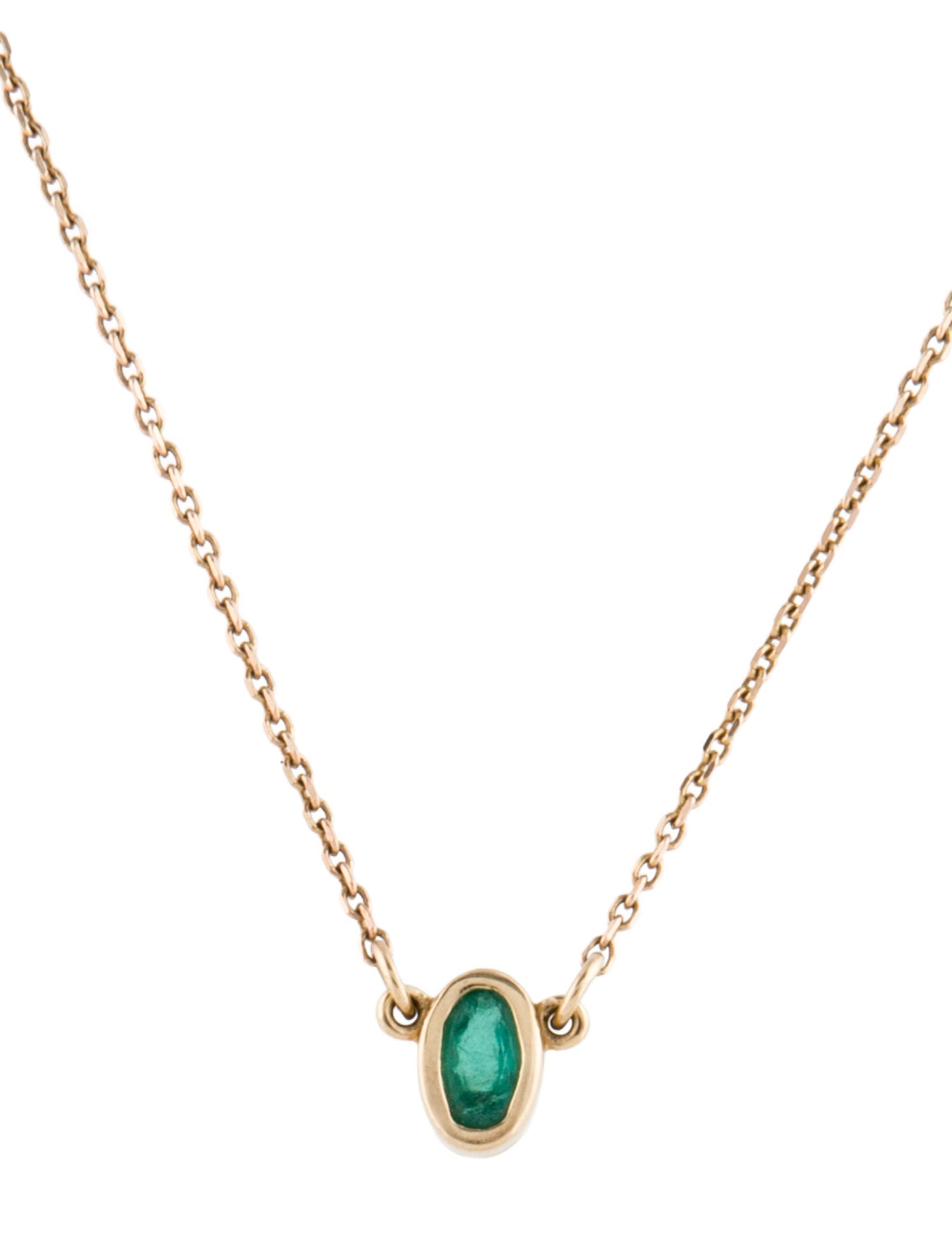 Necklace 10K Emerald Pendant Necklace