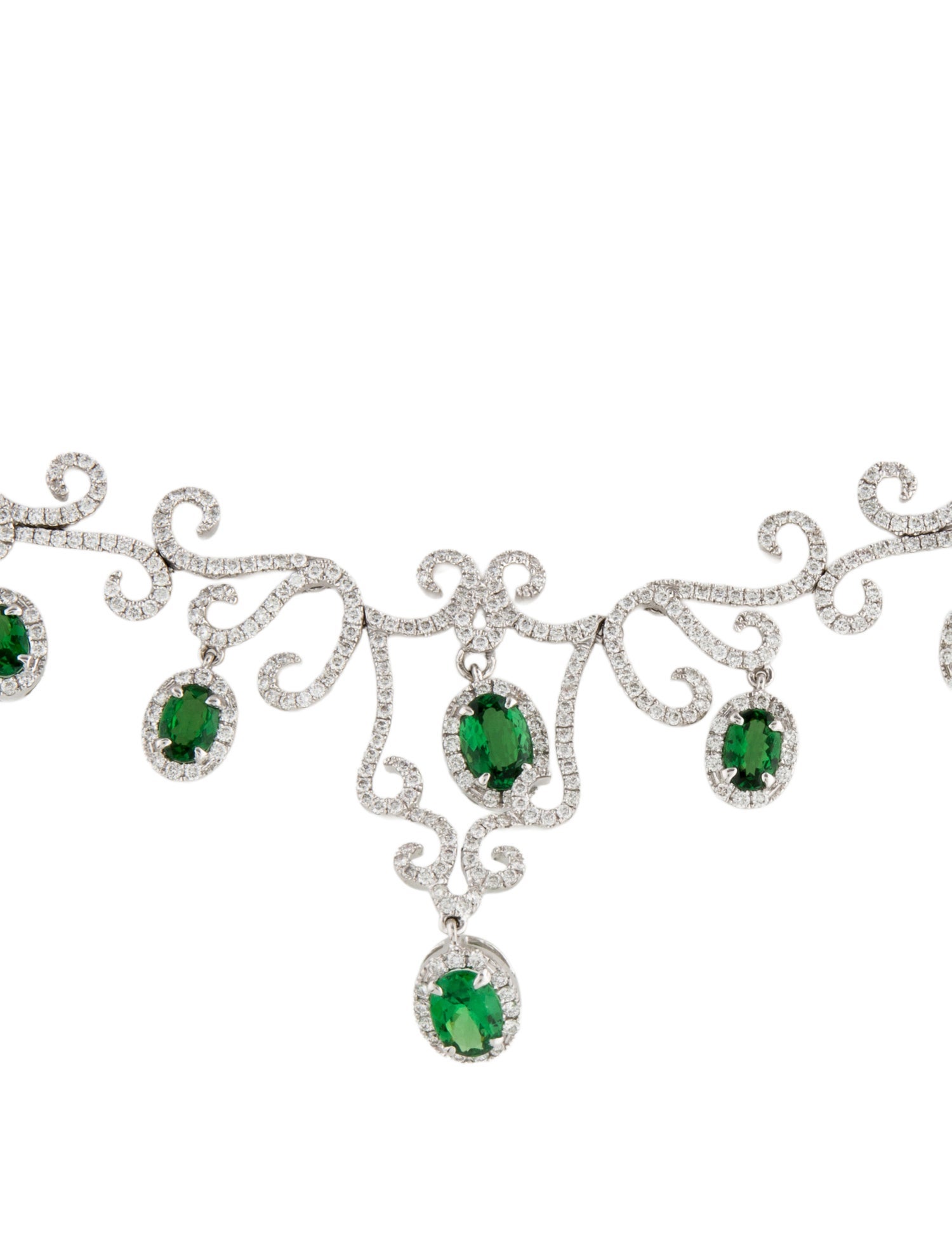 Necklace 14K 3.59ctw Tsavorite Garnet & Diamond Collar