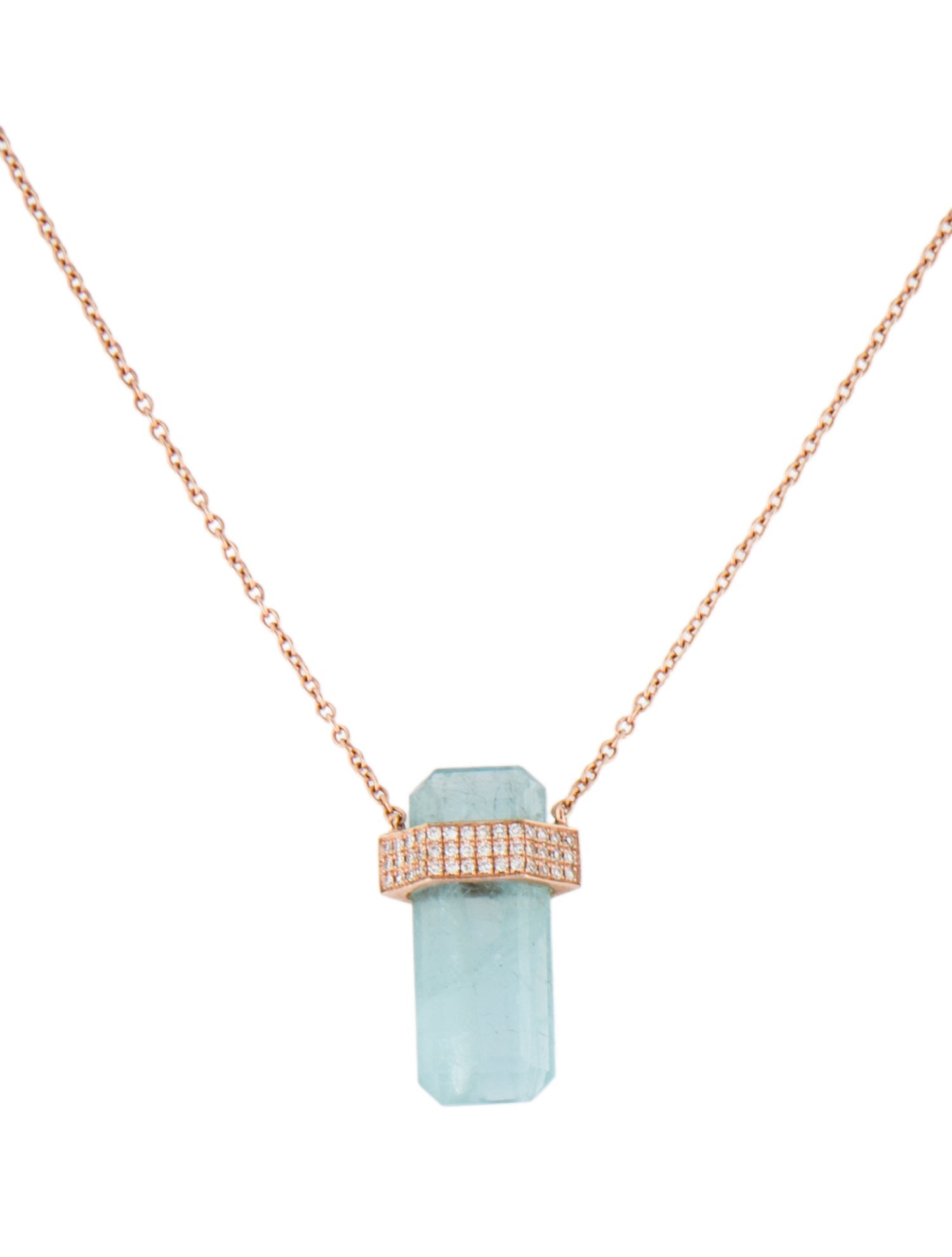 Necklace 14K Aquamarine & Diamond Pendant