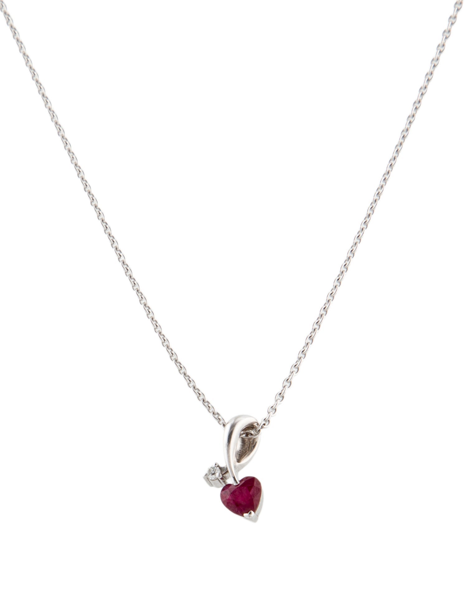 Necklace Angara 14K Ruby & Diamond Heart Pendant