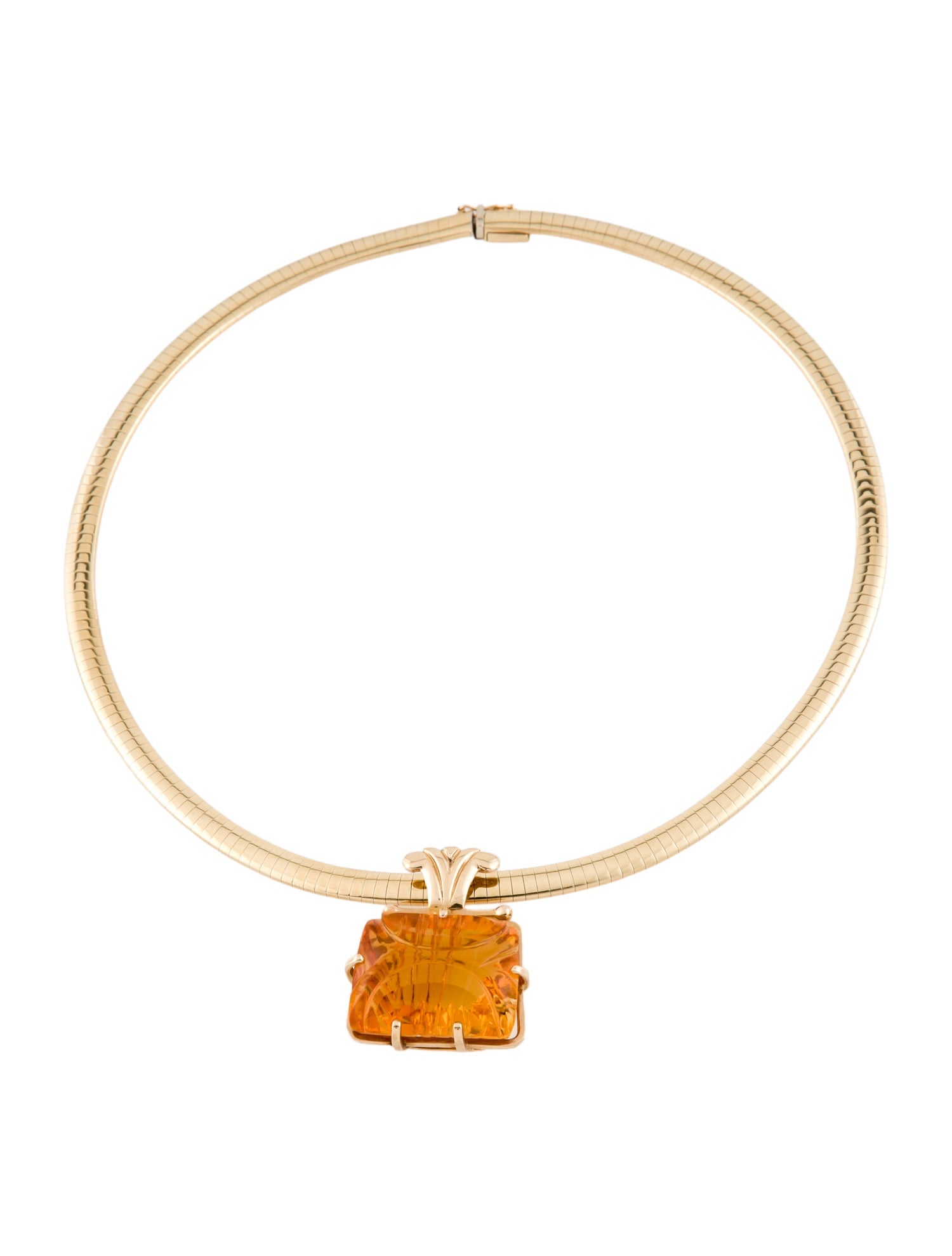 Necklace 14K Citrine Carved Pendant