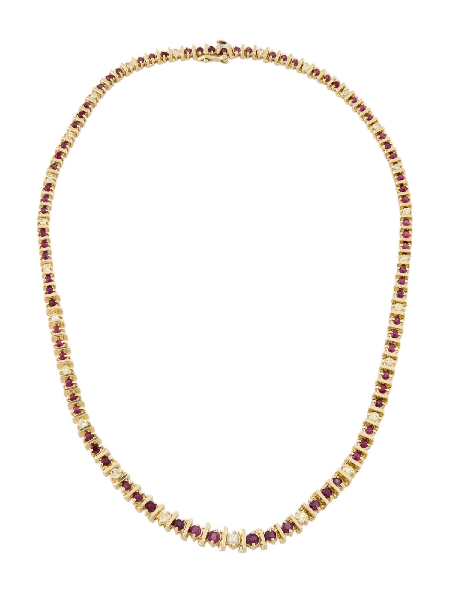 Necklace 14K Ruby & Diamond Graduated Tennis