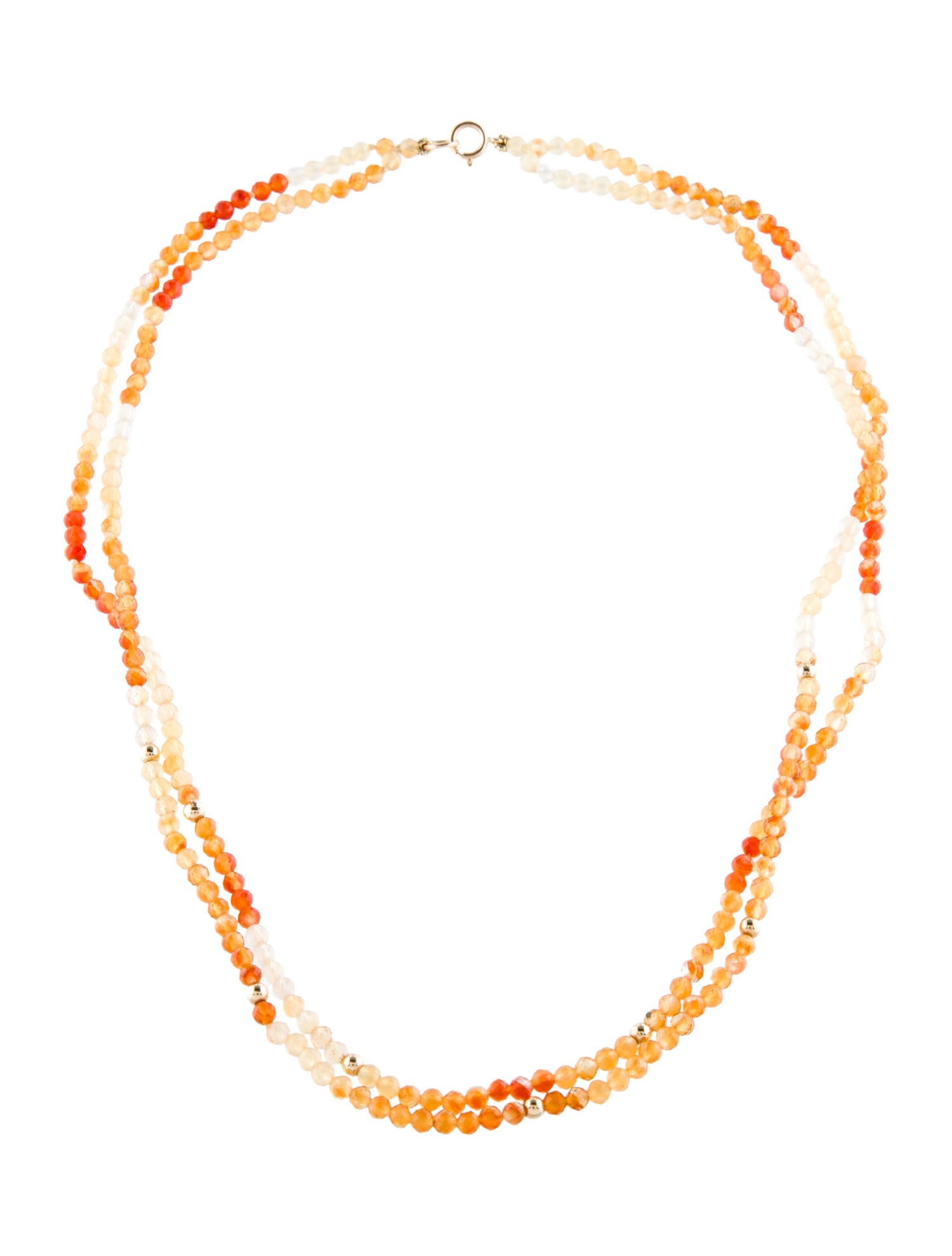 Necklace 14K Citrine, Agate, & Carnelian Multistrand Bead