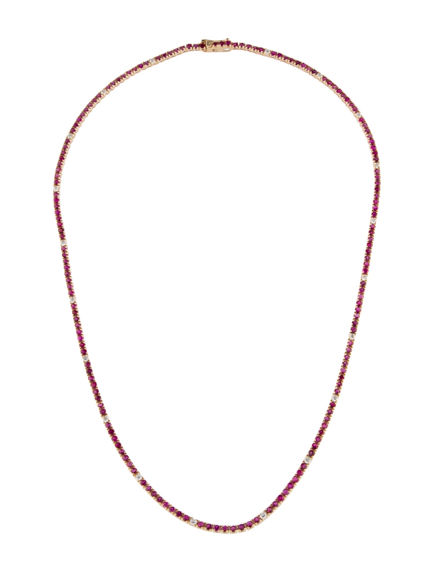 Necklace 14K 7.16ct Ruby & Diamond Tennis