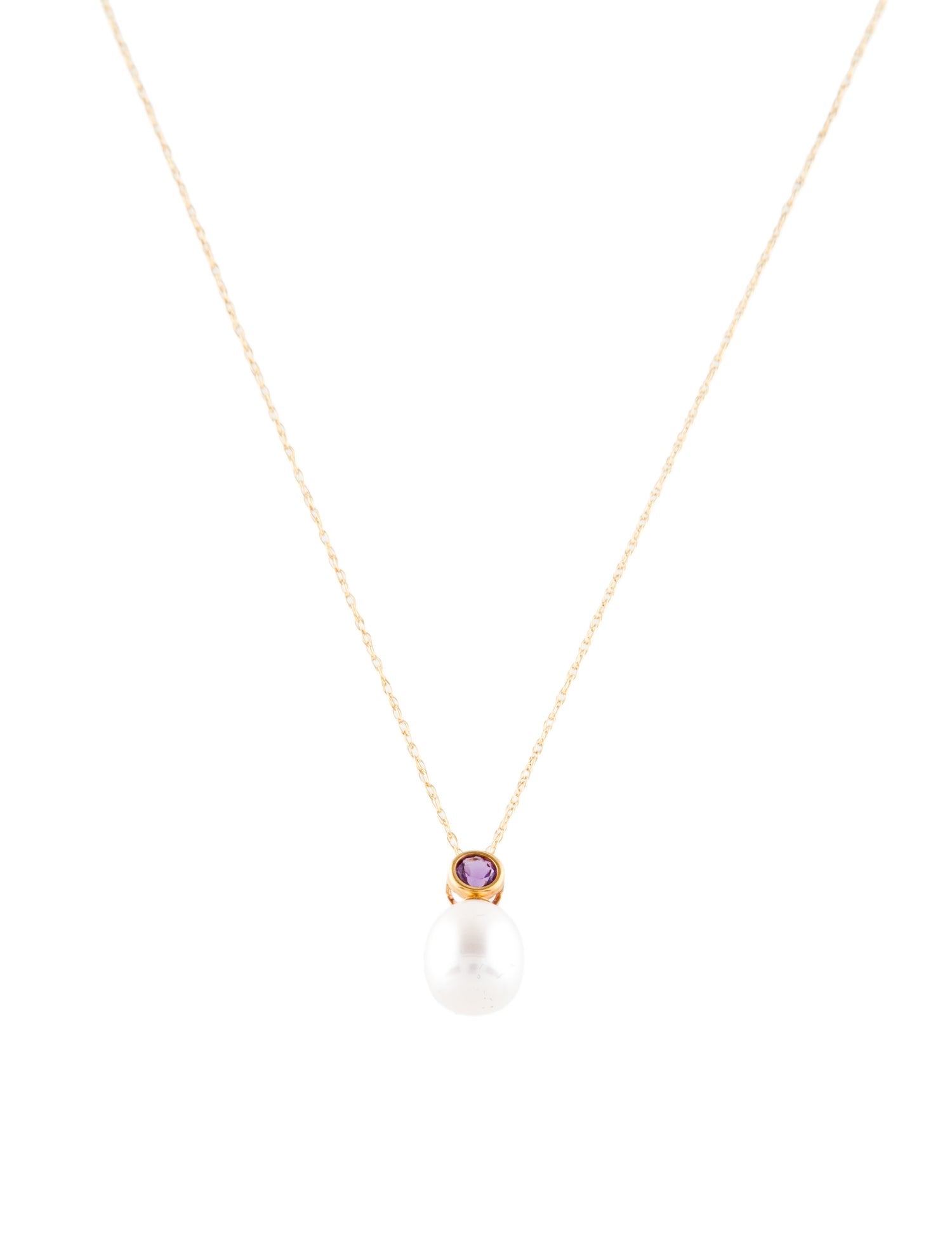 Necklace 14K Pearl & Amethyst Pendant