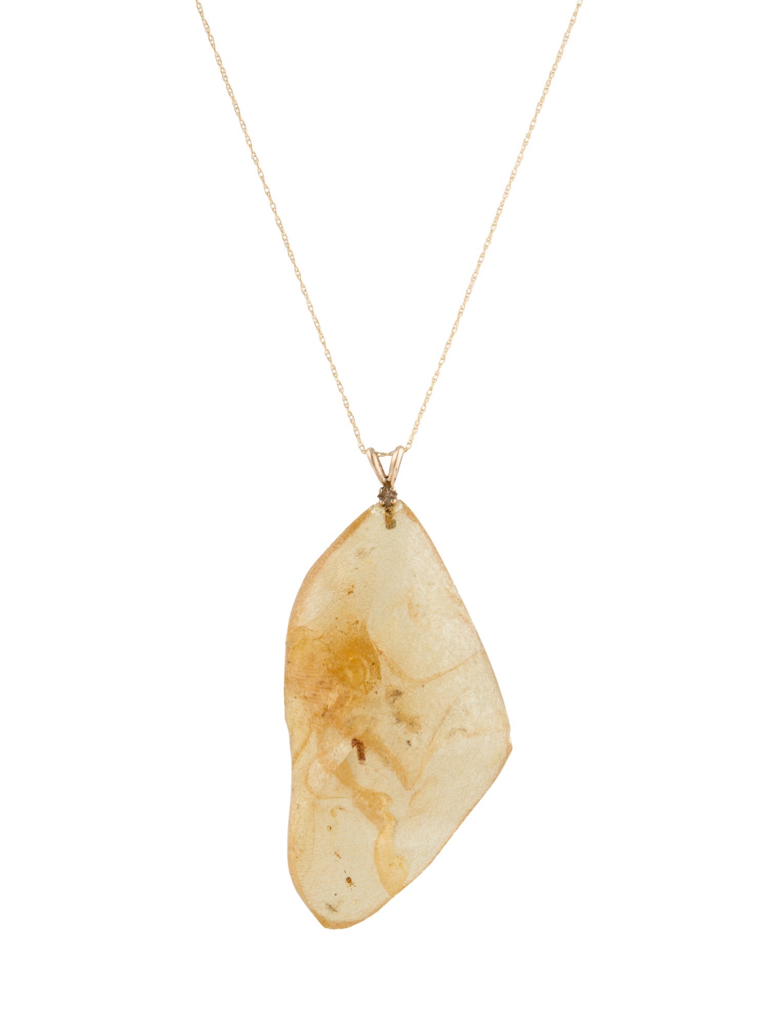 Necklace 14K Amber Pendant Necklace