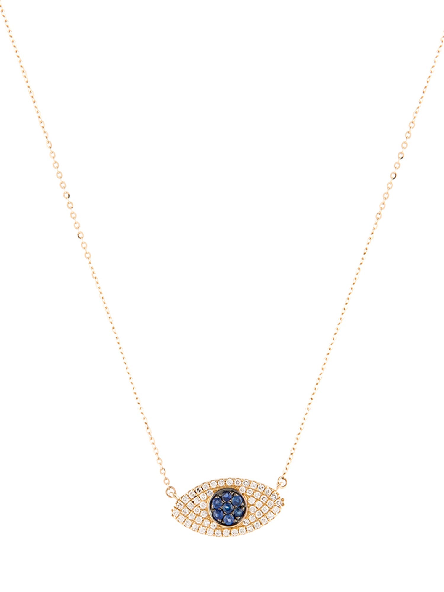 Necklace 14K Sapphire & Diamond Evil Eye Pendant Necklace