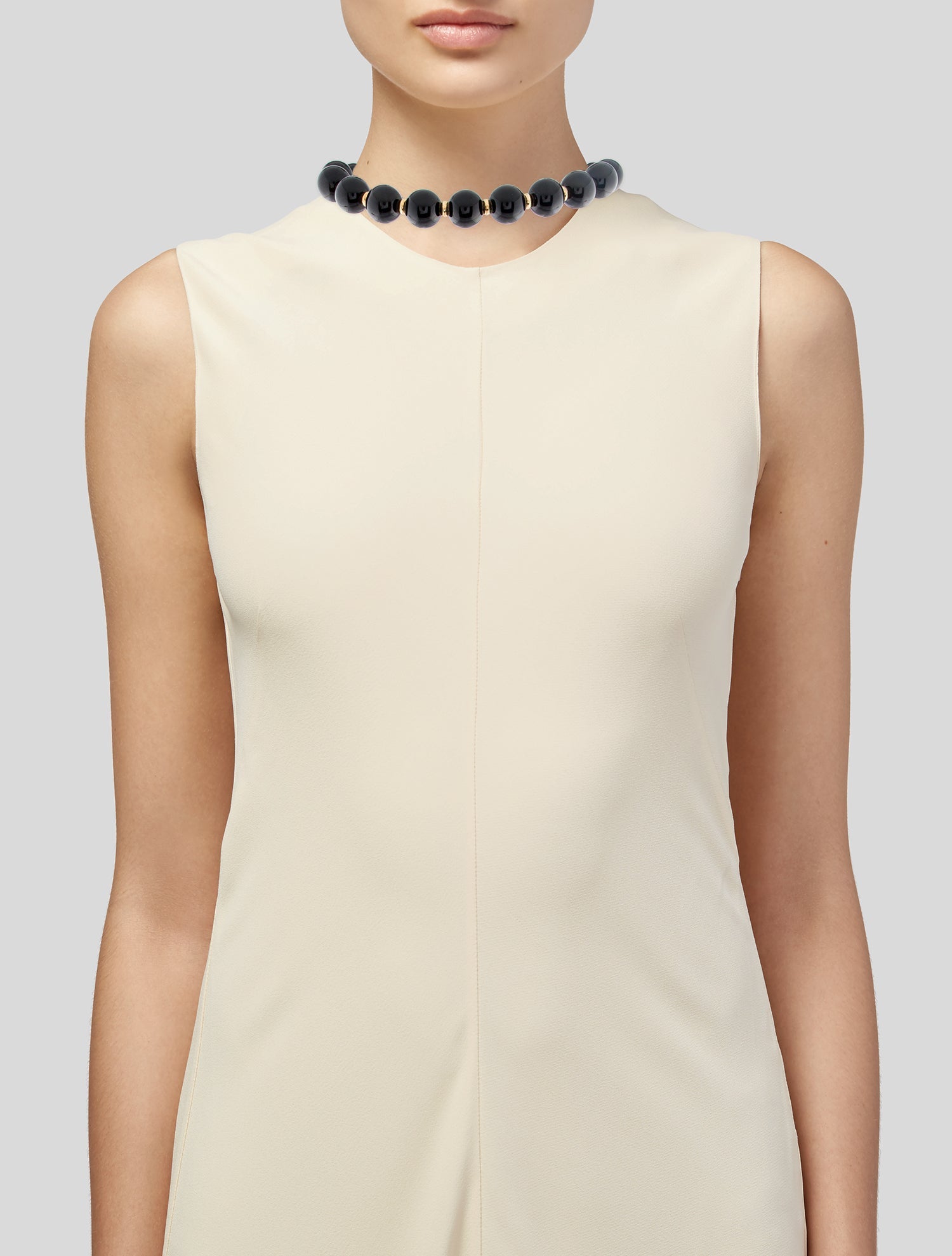 Necklace 18K Onyx Bead Strand Necklace