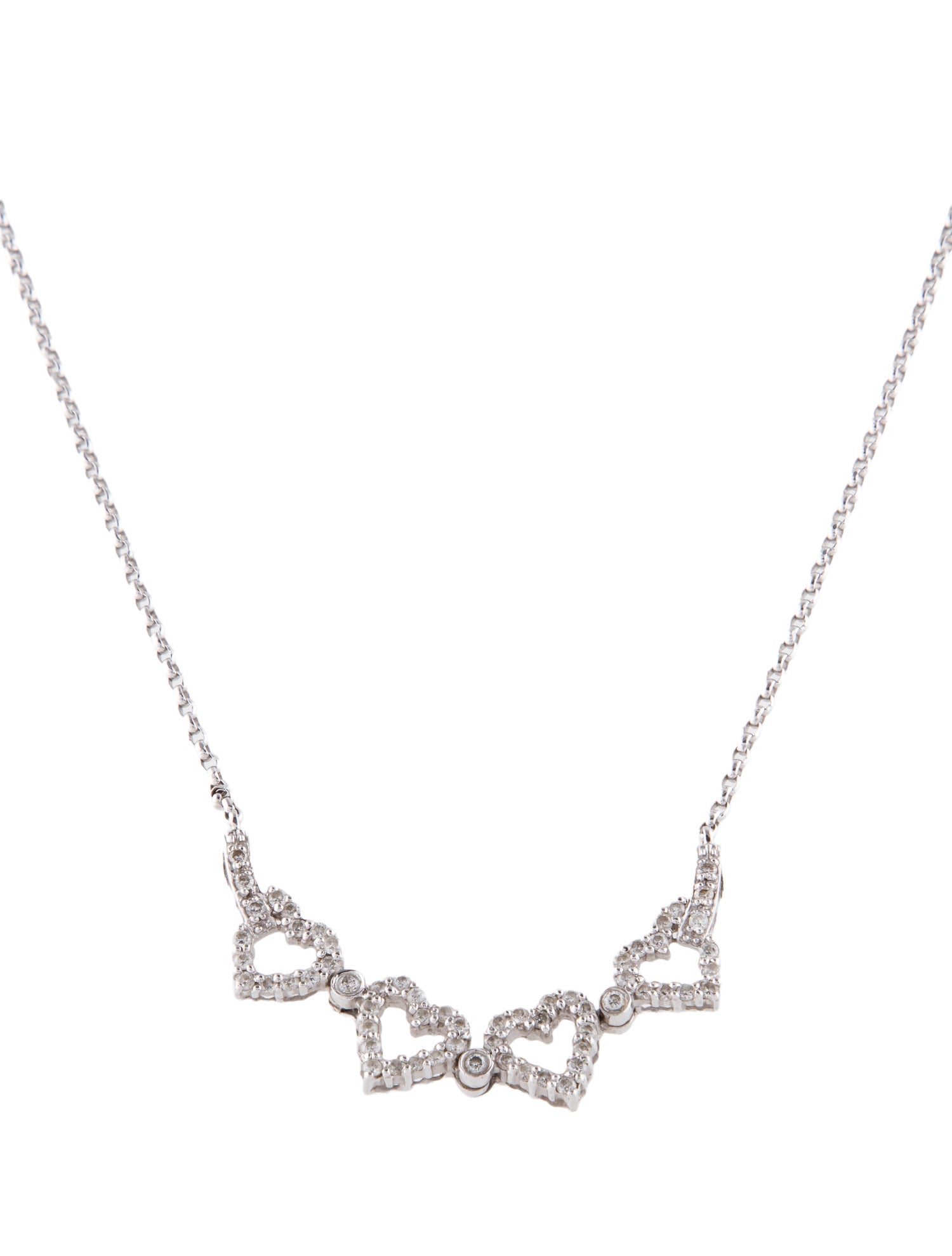 Necklace 18K Diamond 4 Open Heart Pendant