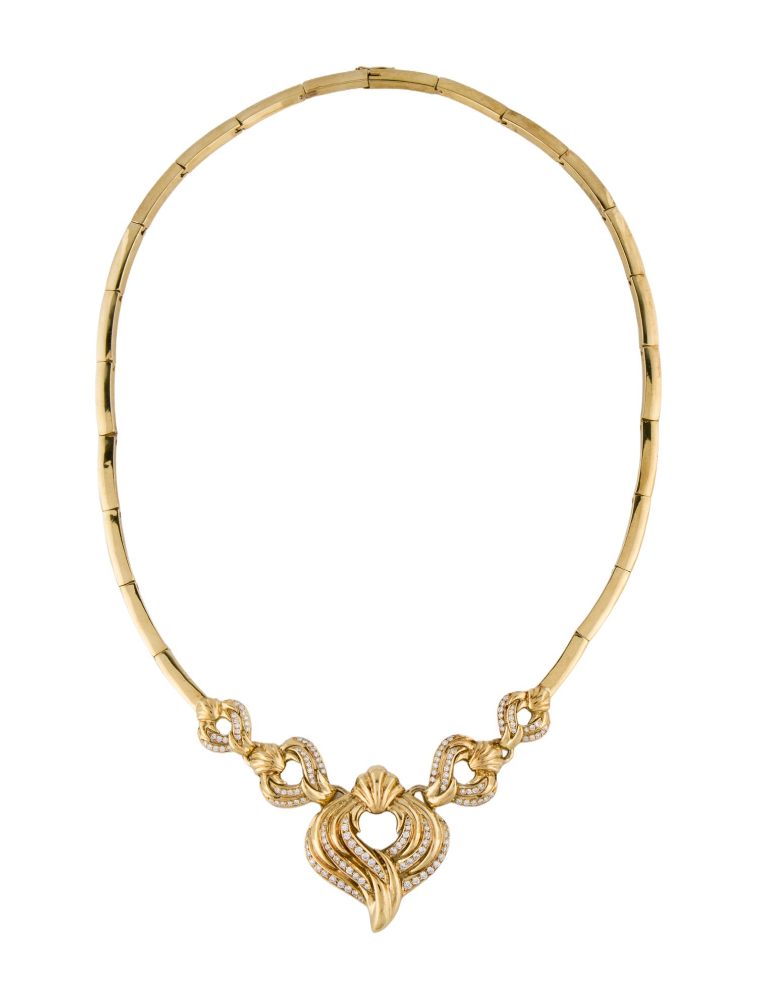 Necklace 18K 1.61ctw Diamond Scrolls Pendant