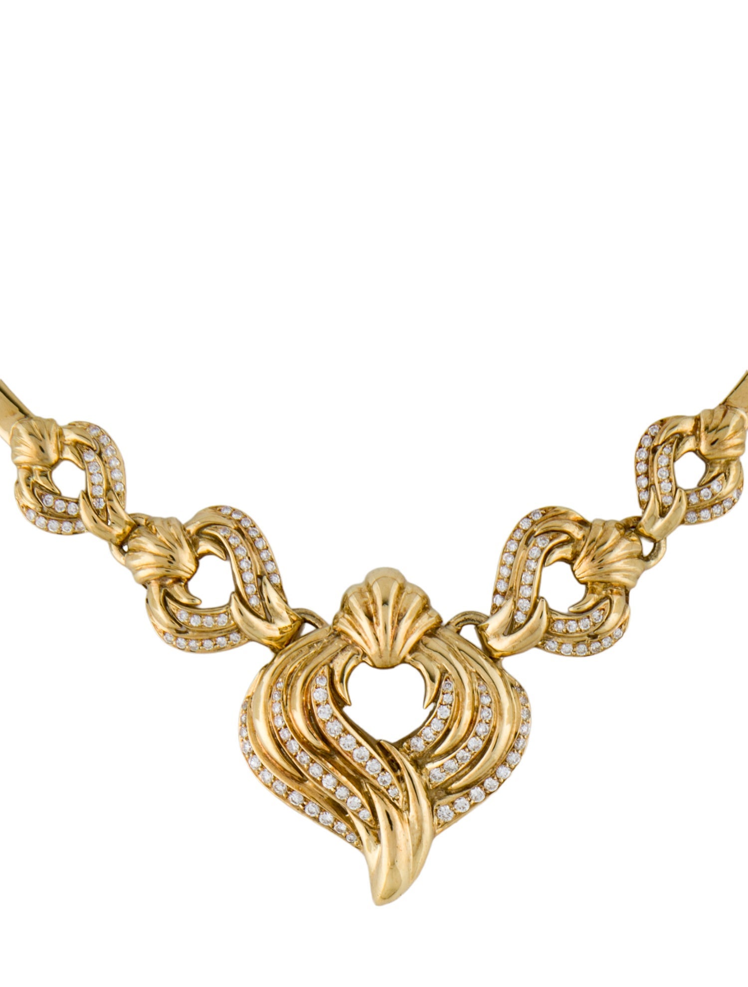 Necklace 18K 1.61ctw Diamond Scrolls Pendant