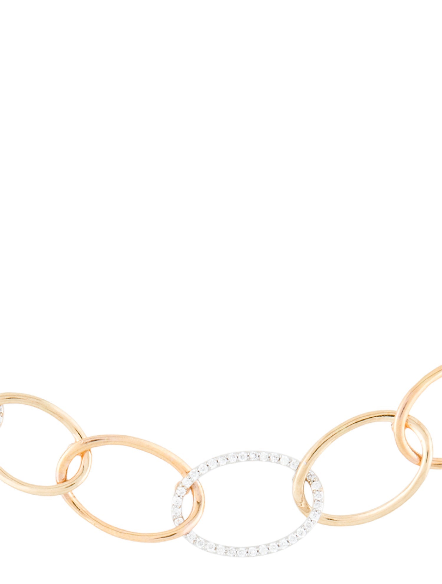 Necklace 14K Diamond Graduated Oval Link