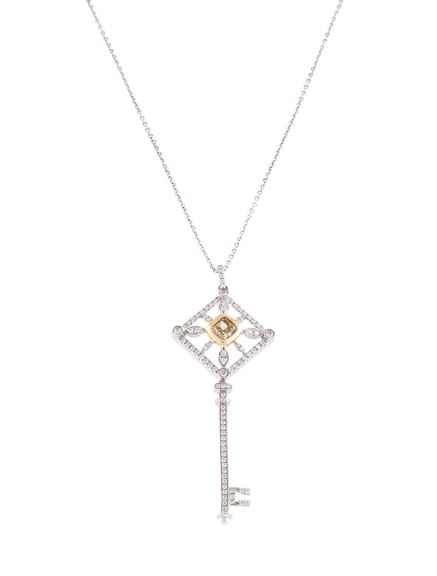 Necklace 14K Diamond Key Pendant