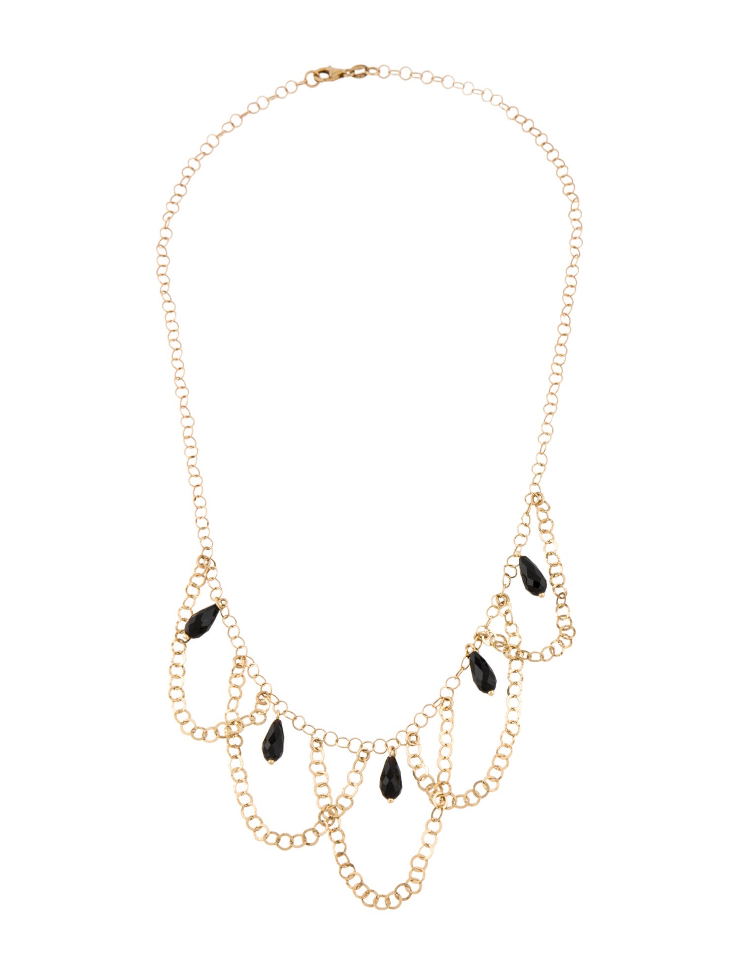 Necklace 14K Onyx Draped Chain Link Collar