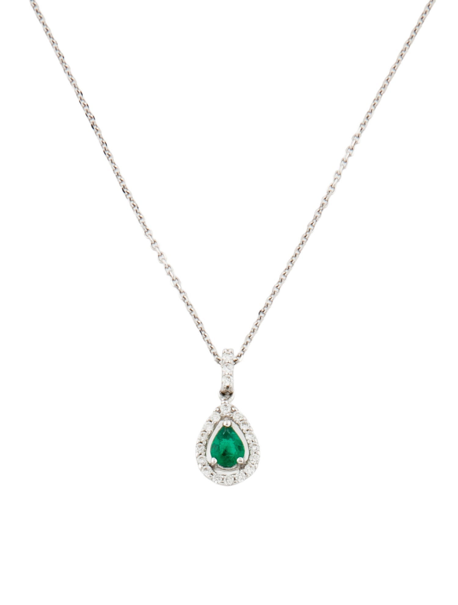 Necklace 14K Emerald & Diamond Pendant