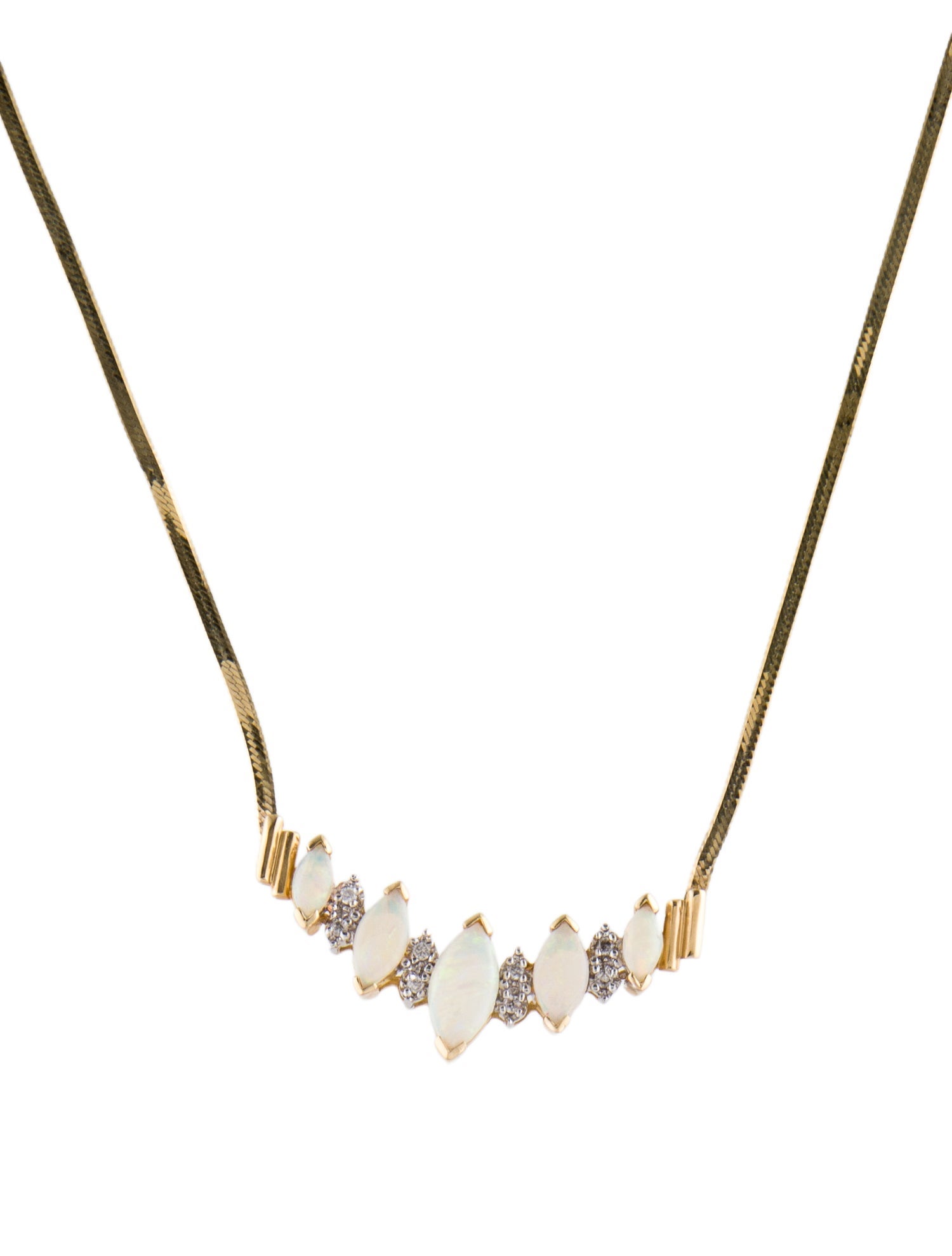 Necklace 14K Opal & Diamond Pendant