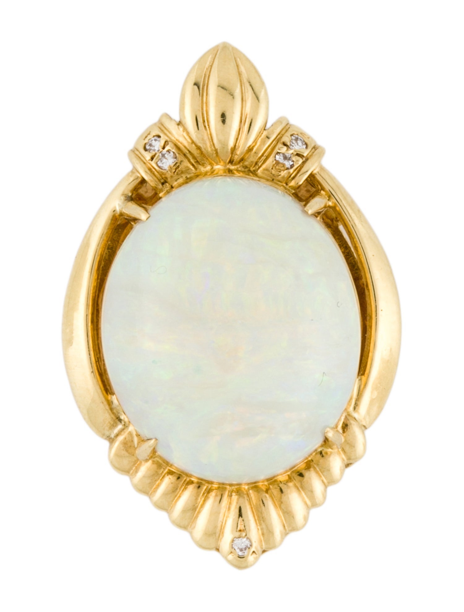 Necklace 18K 10.88ct Opal & Diamond Pendant