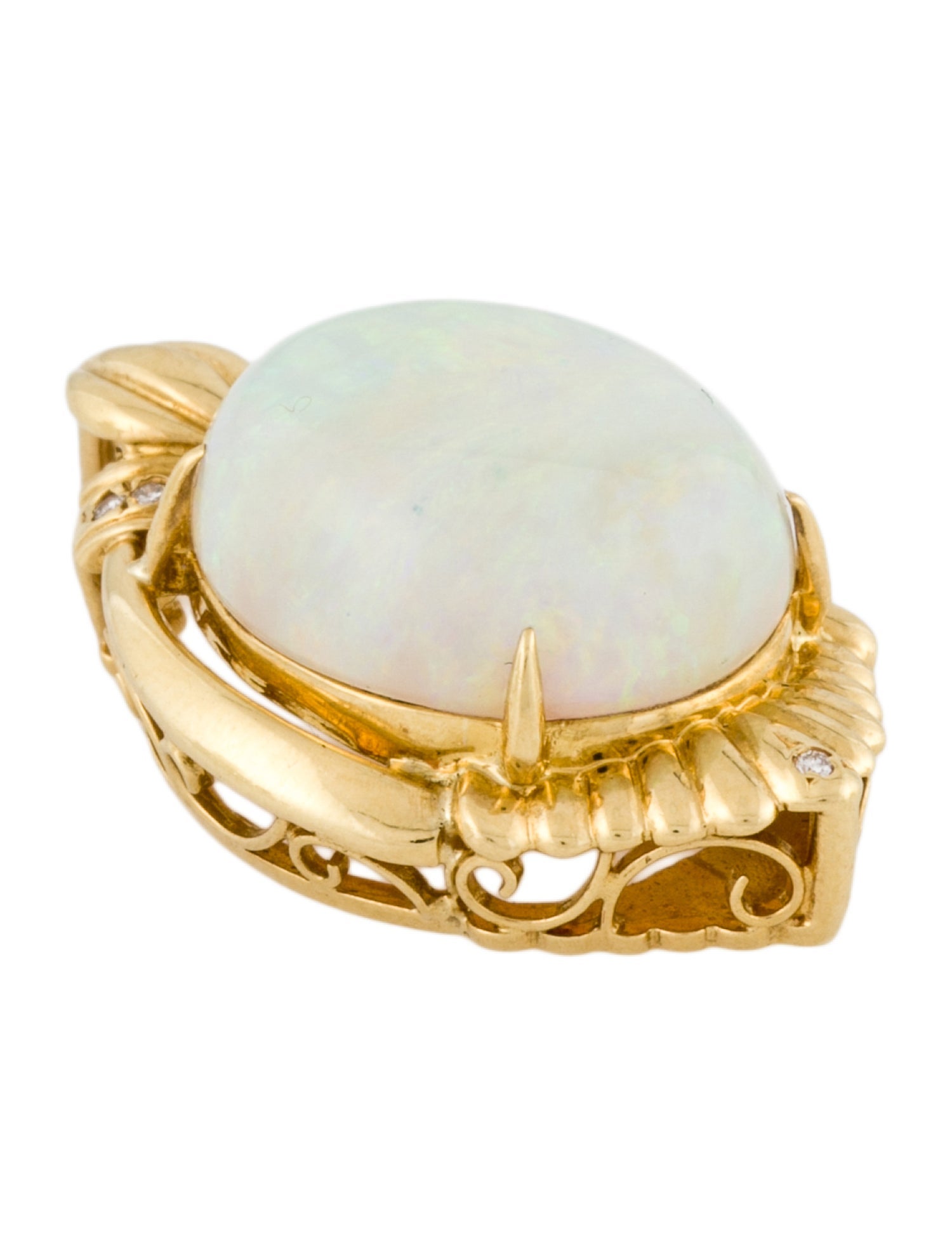 Necklace 18K 10.88ct Opal & Diamond Pendant