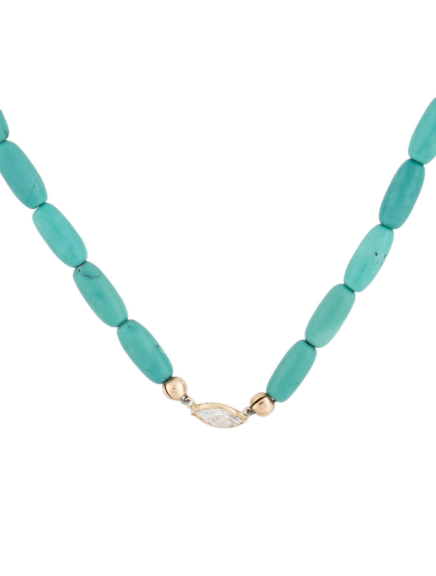 Necklace 14K Turquoise & Diamond Bead