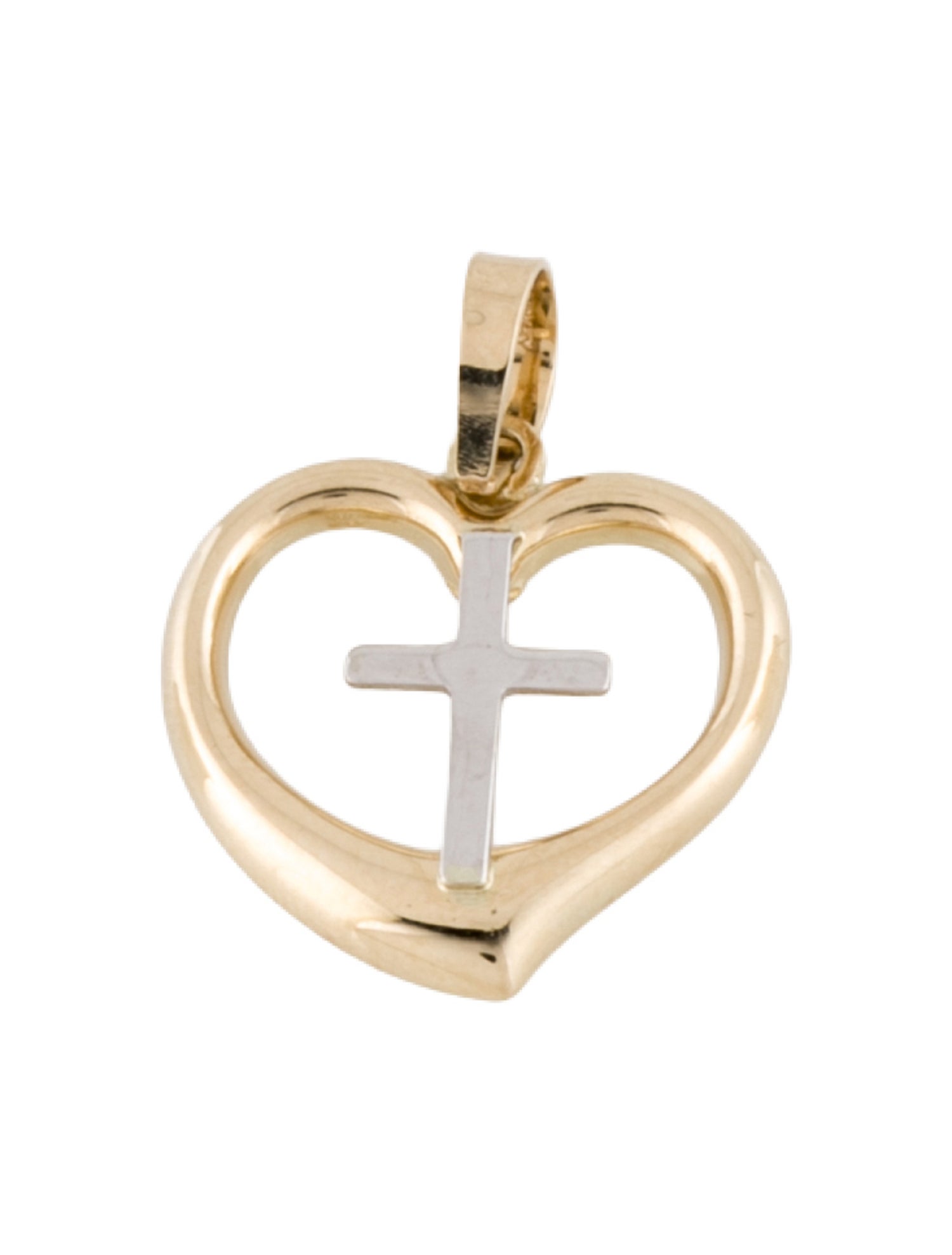 Necklace 10K Two-Tone Heart Cross Pendant