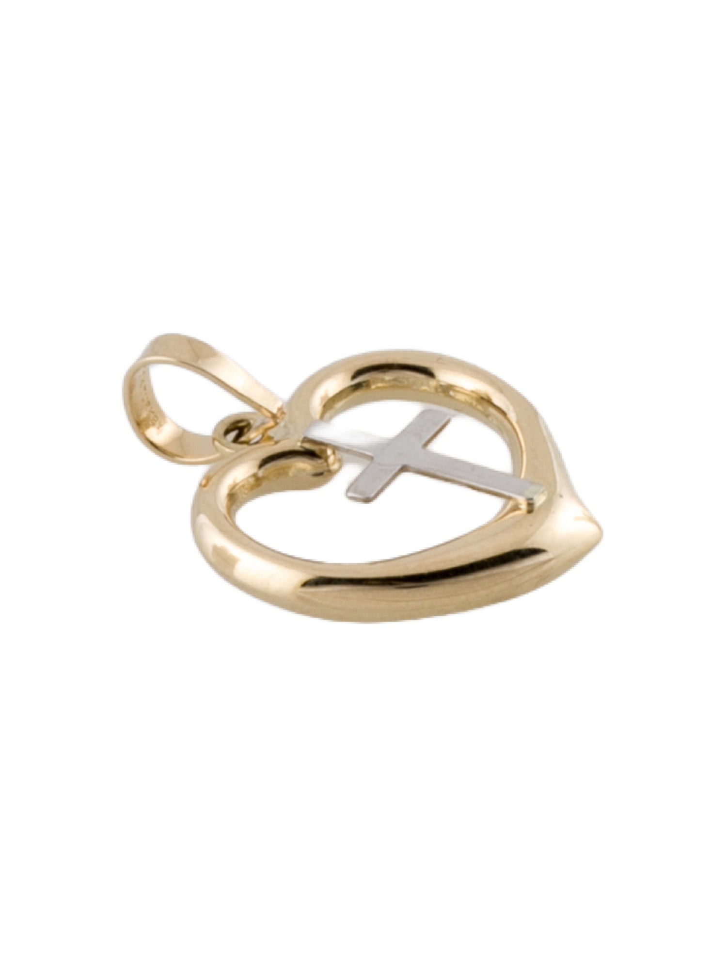 Necklace 10K Two-Tone Heart Cross Pendant