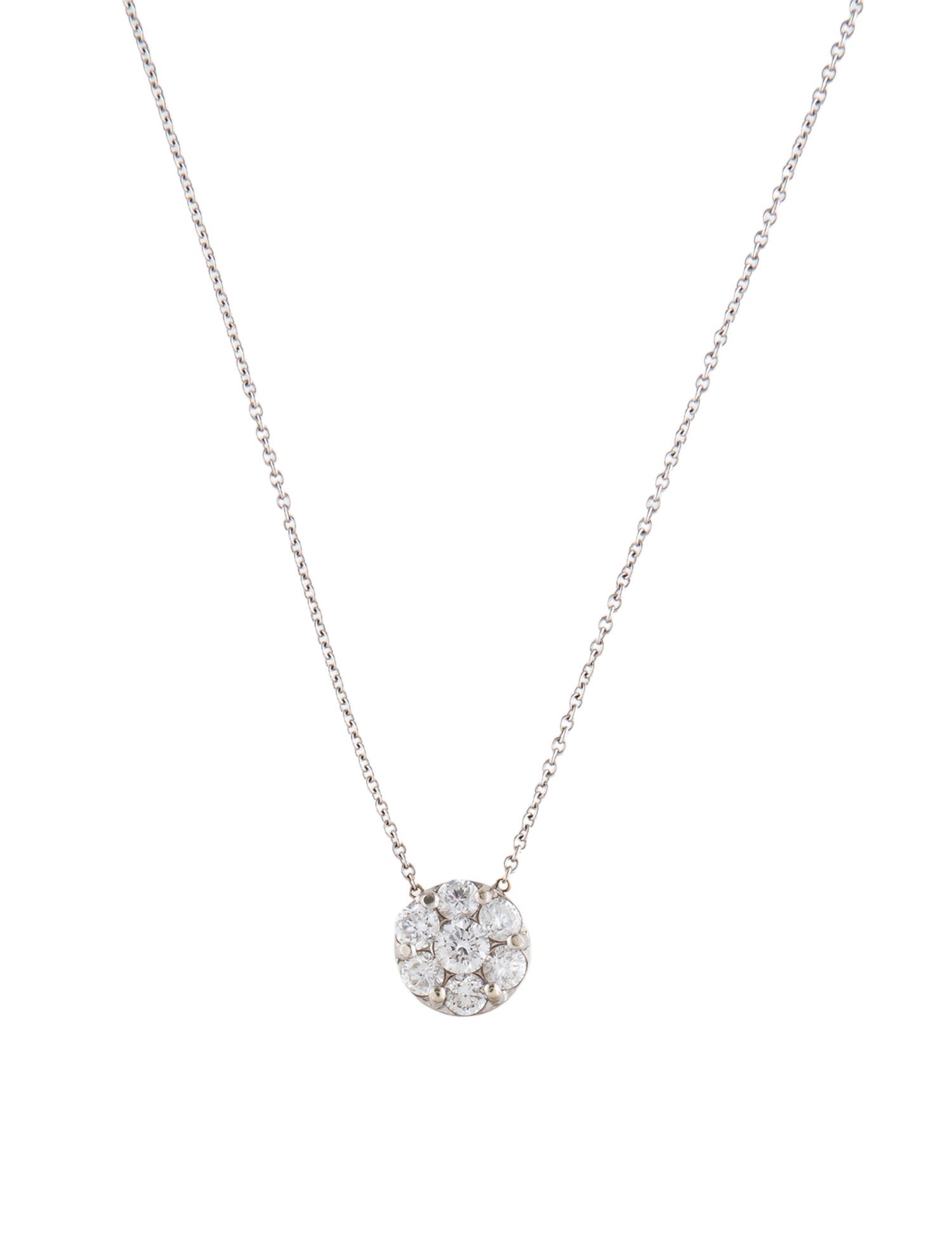 Necklace 14K Diamond Cluster Pendant Necklace