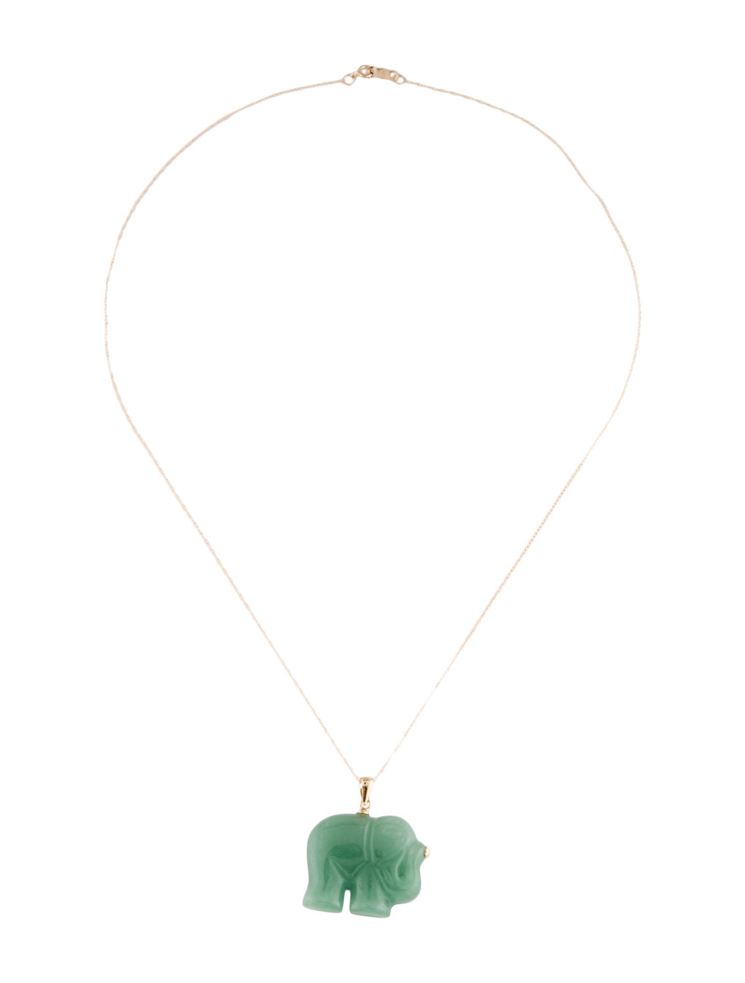 Necklace 14K Dyed Jadeite Elephant Pendant