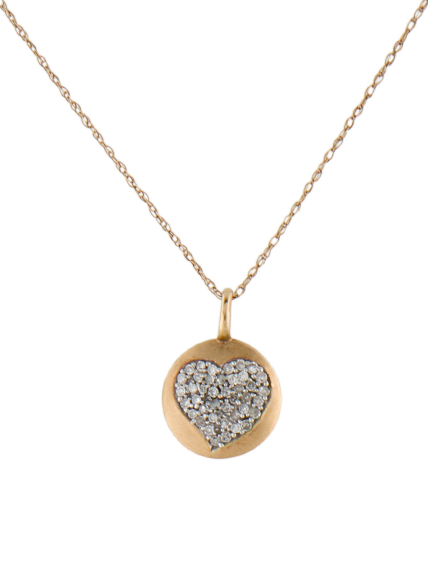 Necklace 14K Diamond Heart Disc Pendant