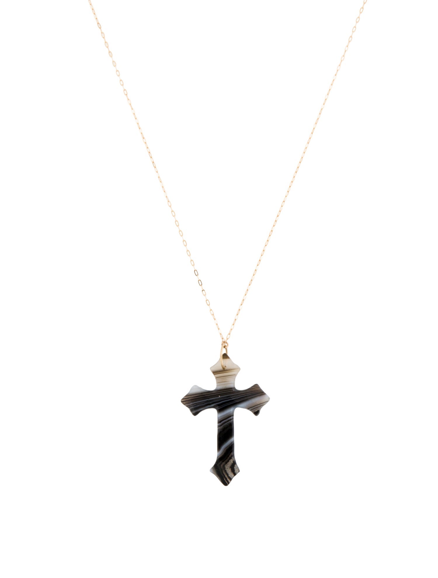 Necklace 14K Agate Cross Pendant