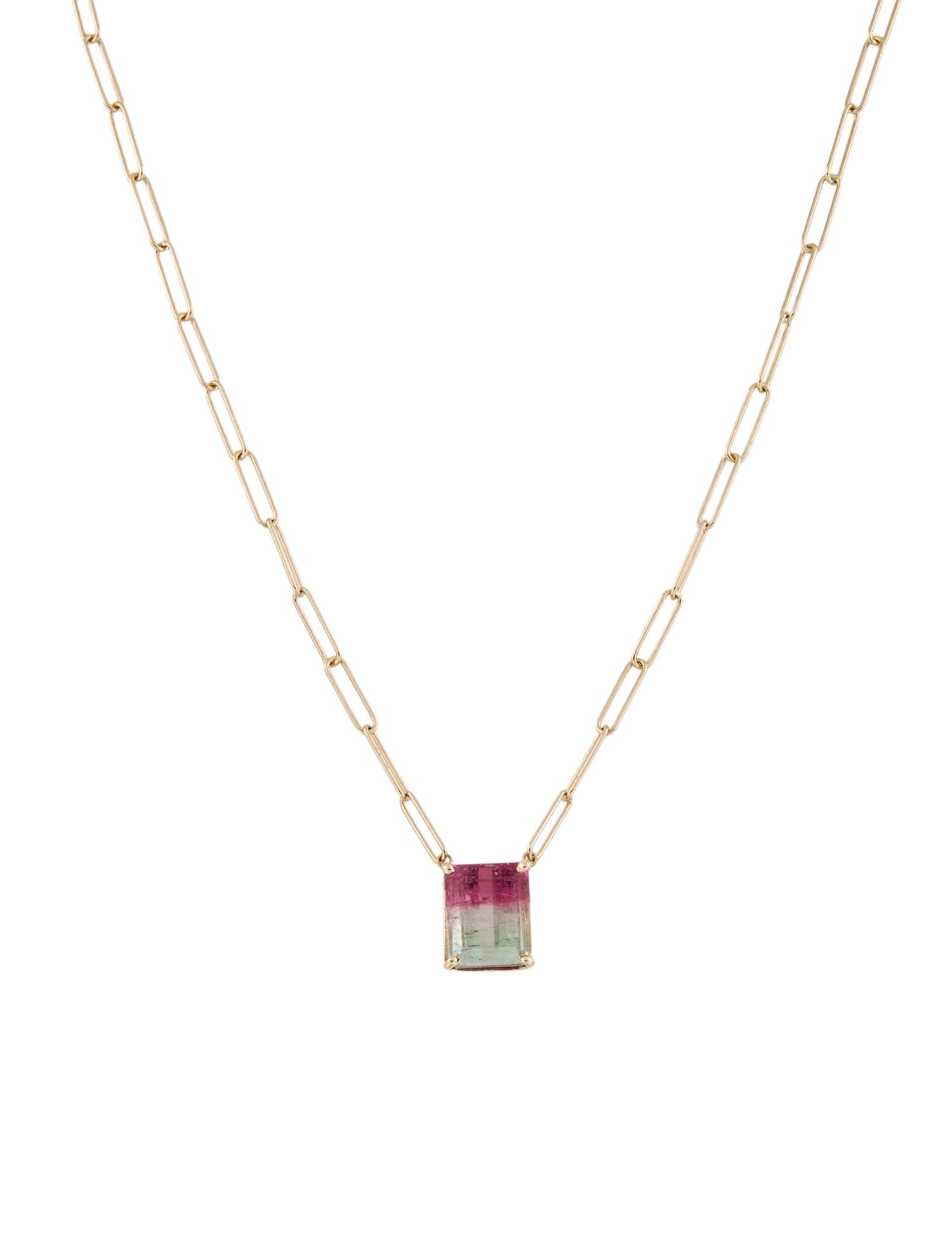 Necklace 14K 5.69ct Parti-Colored Tourmaline Pendant