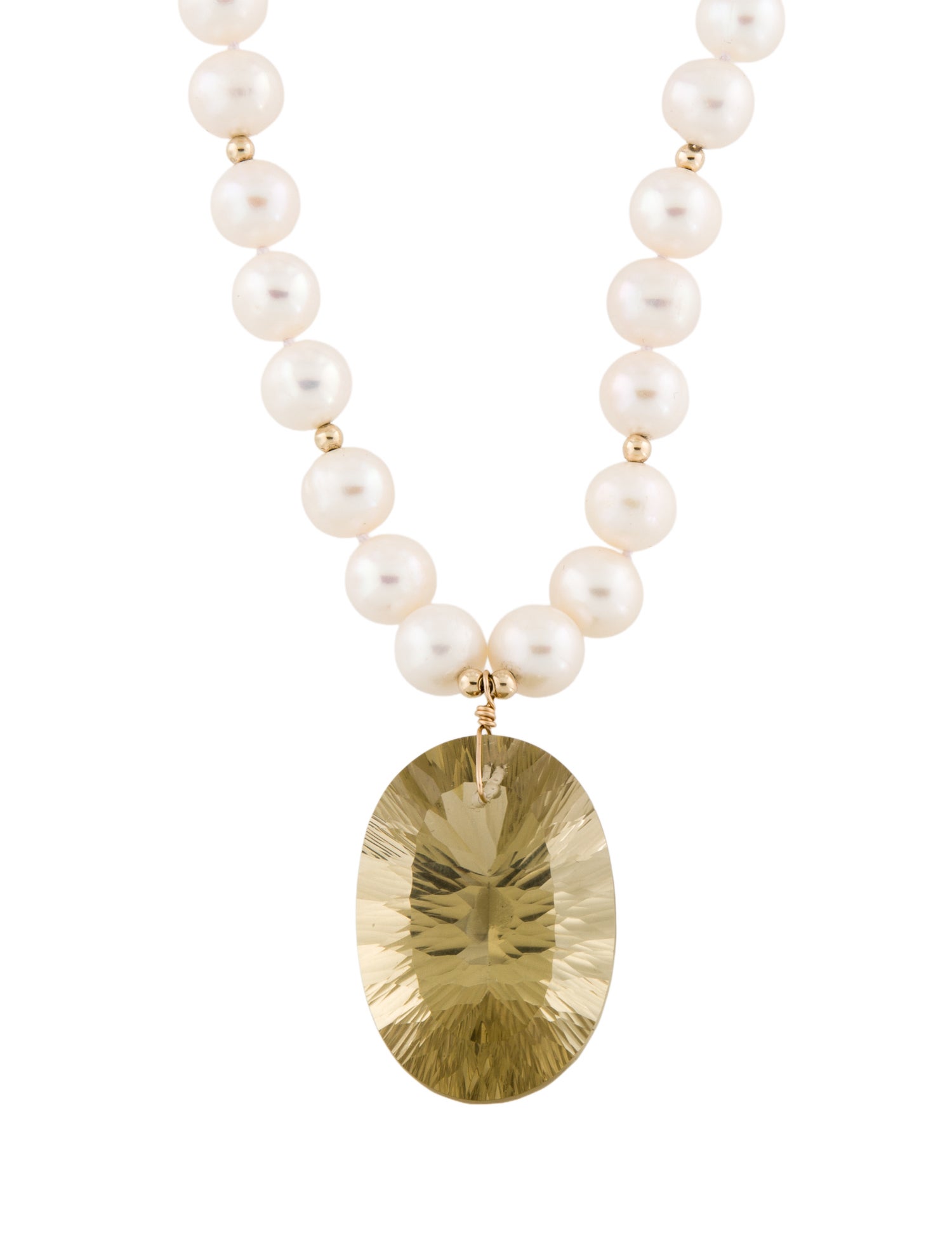 Necklace 14K Pearl & Quartz Bead Pendant