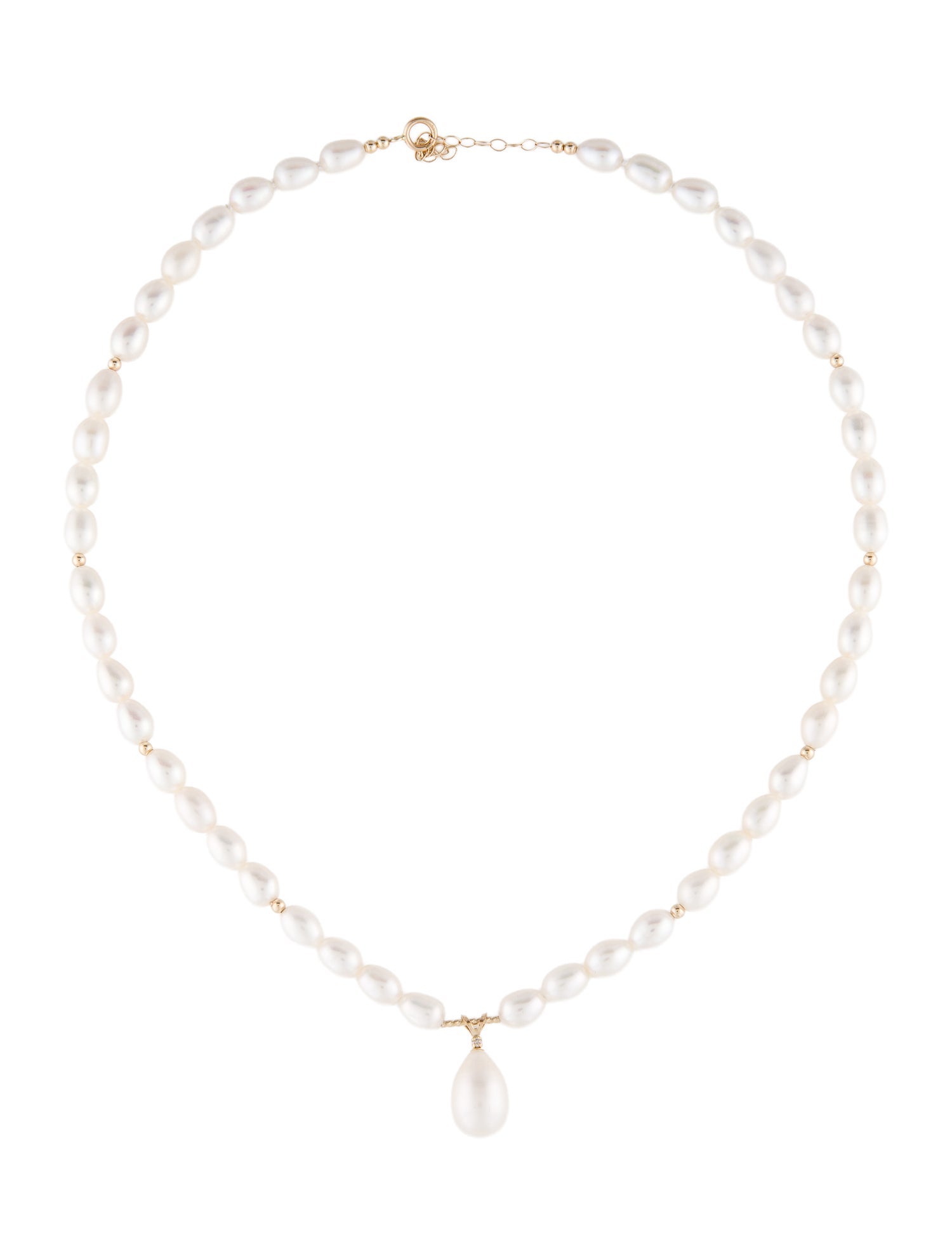 Necklace 14K Pearl & Diamond Pendant