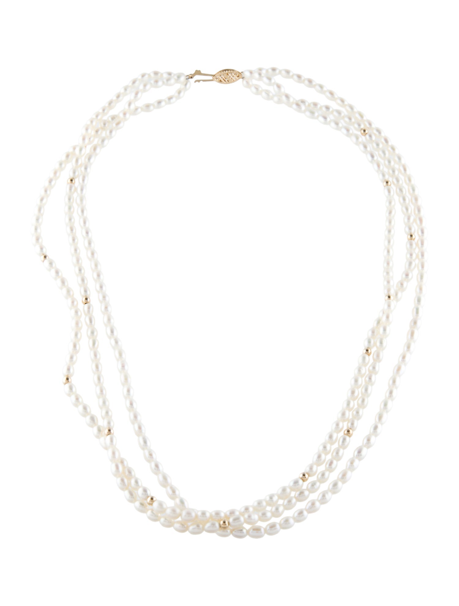 Necklace 14K Pearl Multistrand Bead