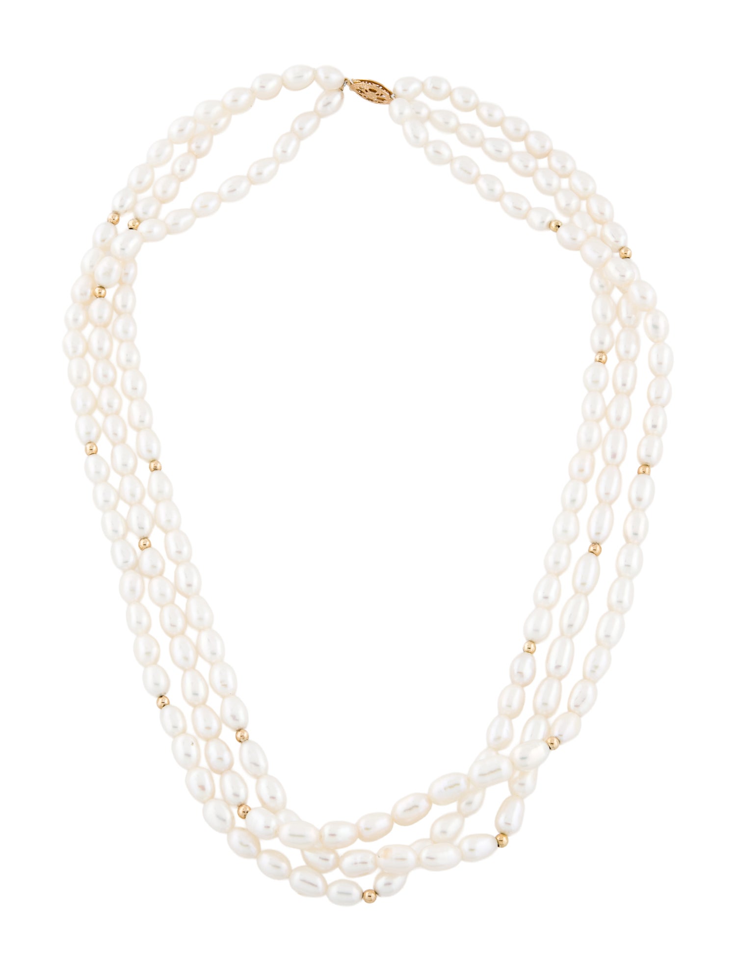 Necklace 14K Pearl Bead Multistrand