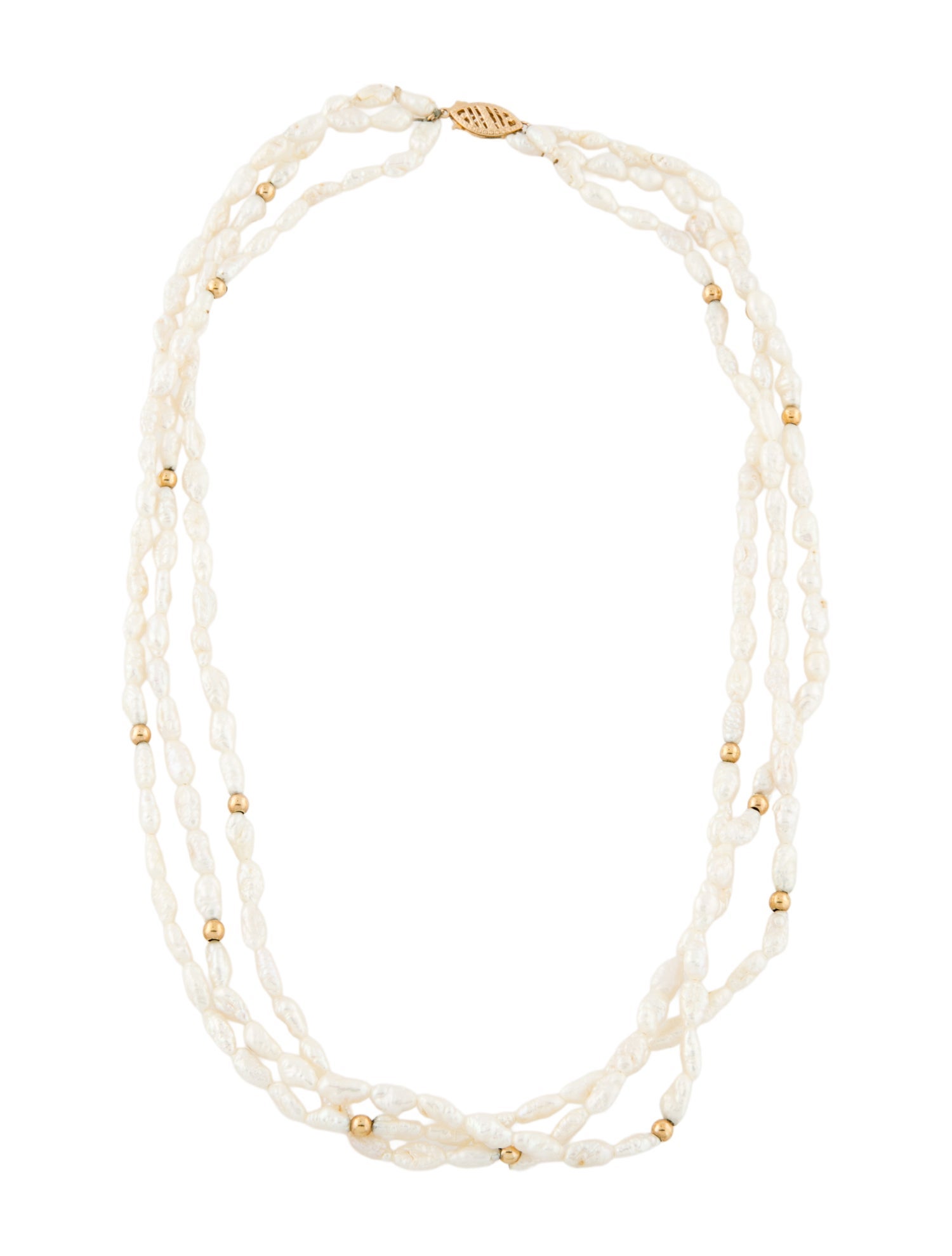 Necklace 14K Pearl Multistrand Bead