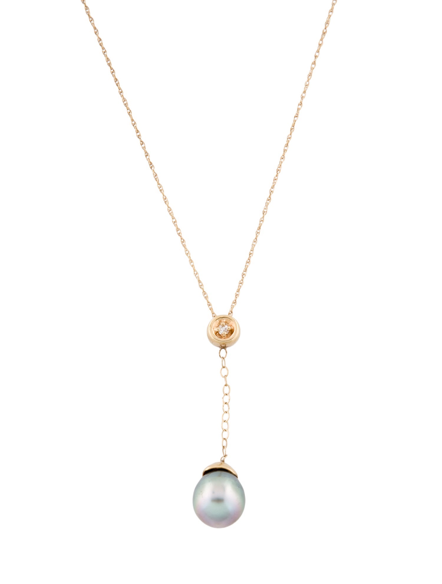 Necklace 14K Pearl & Diamond Pendant